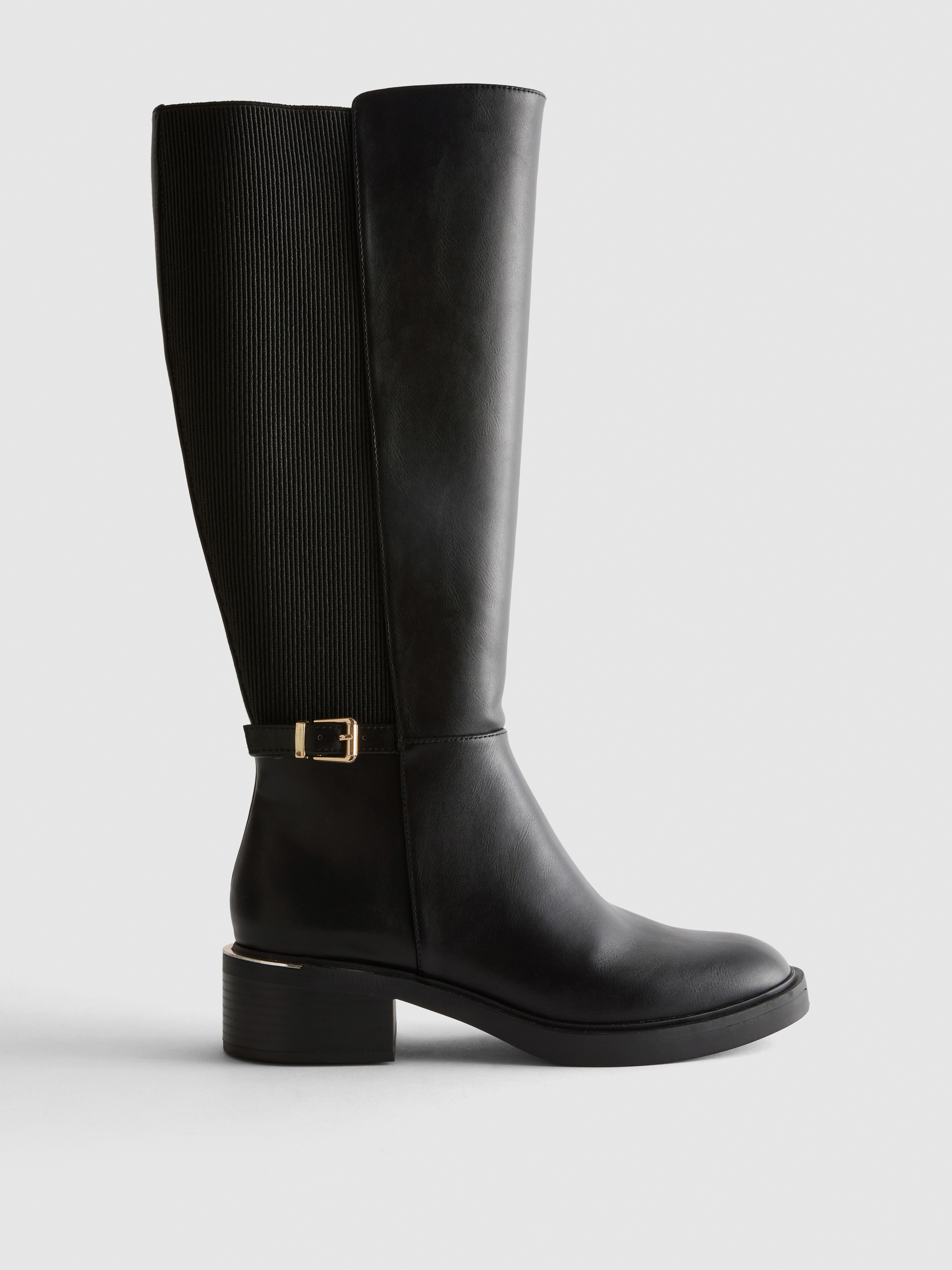 Faux Leather Knee-High Riding Boots