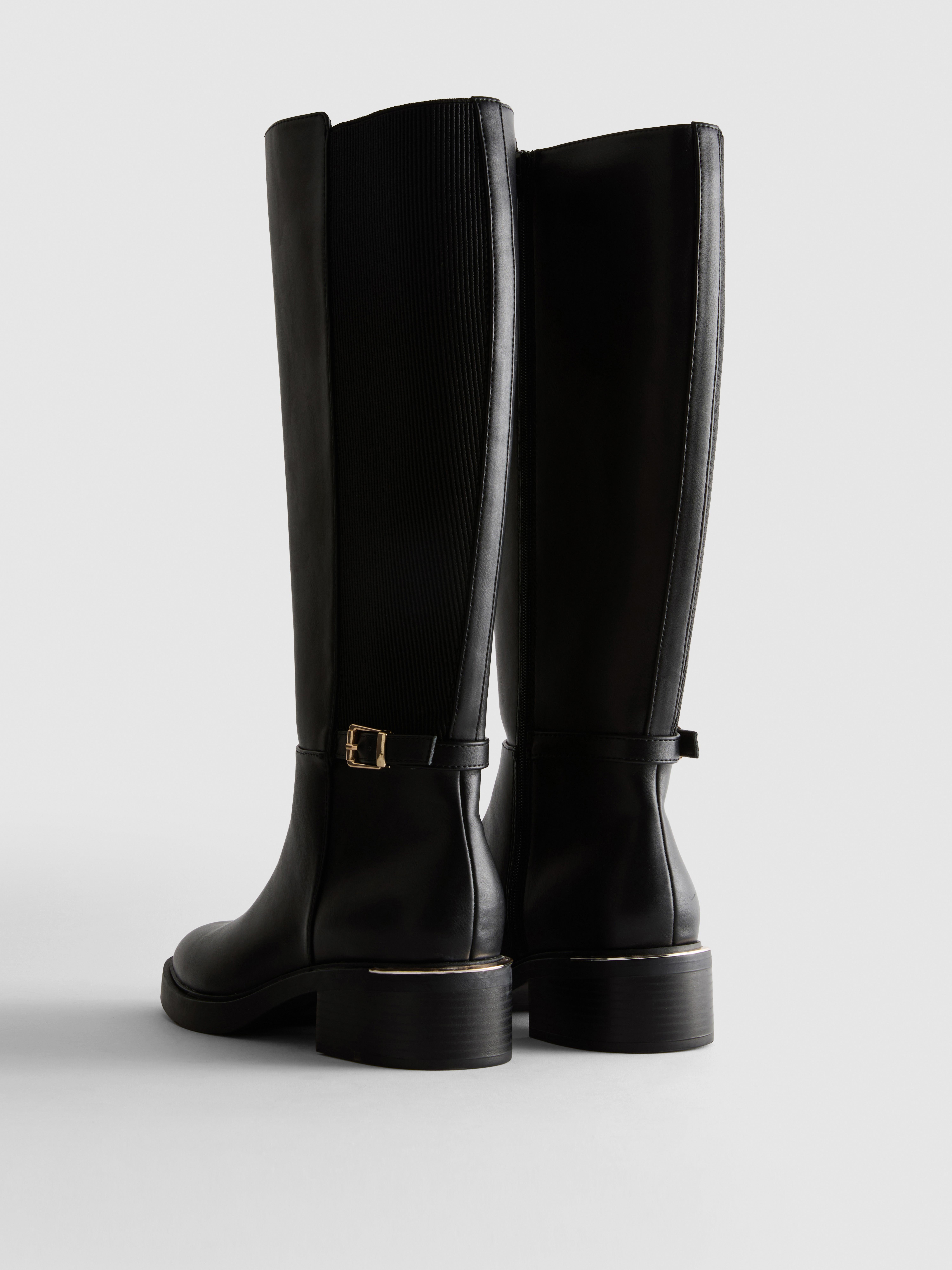 Faux Leather Knee-High Riding Boots