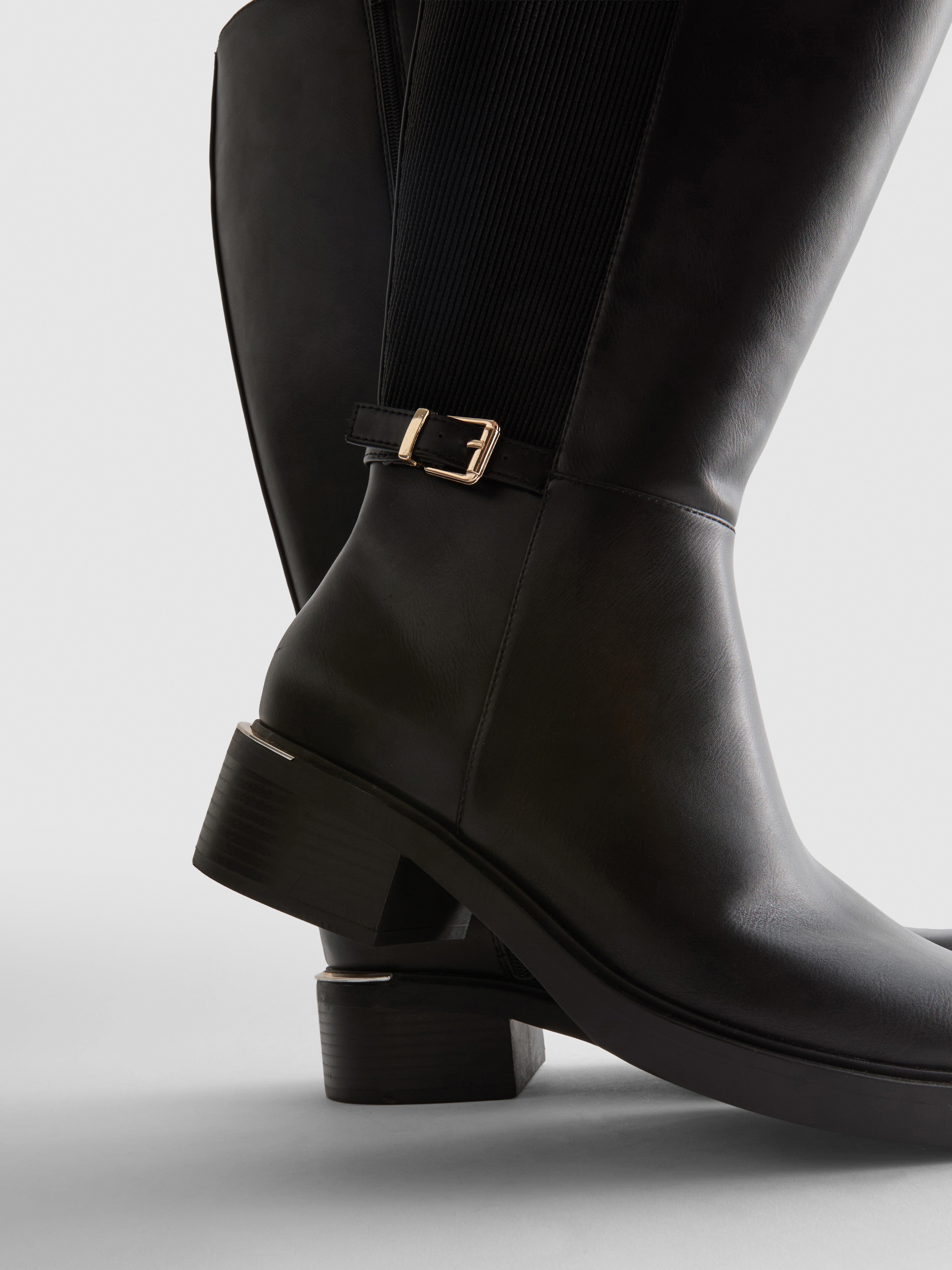 Faux Leather Knee-High Riding Boots