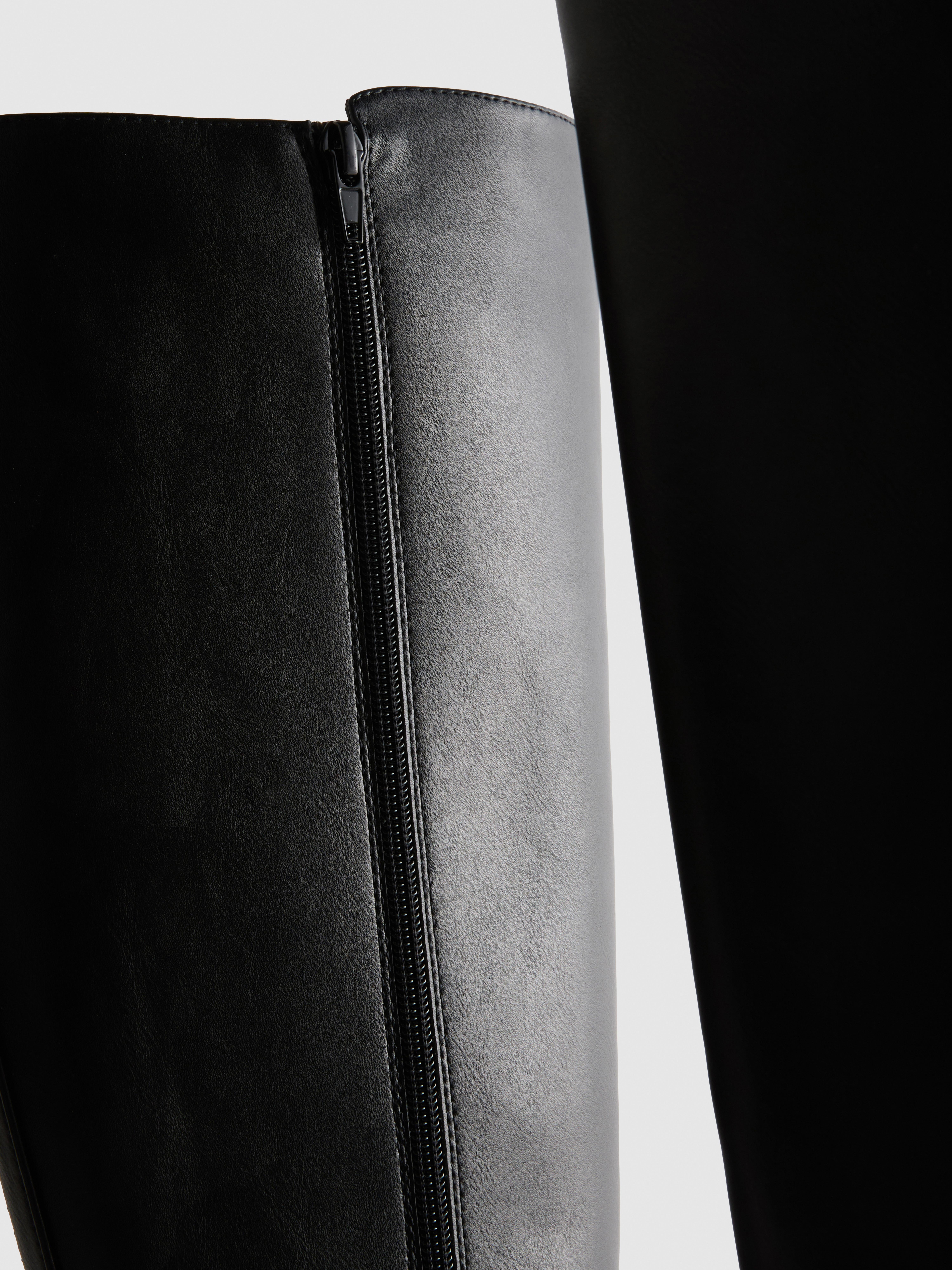 Faux Leather Knee-High Riding Boots
