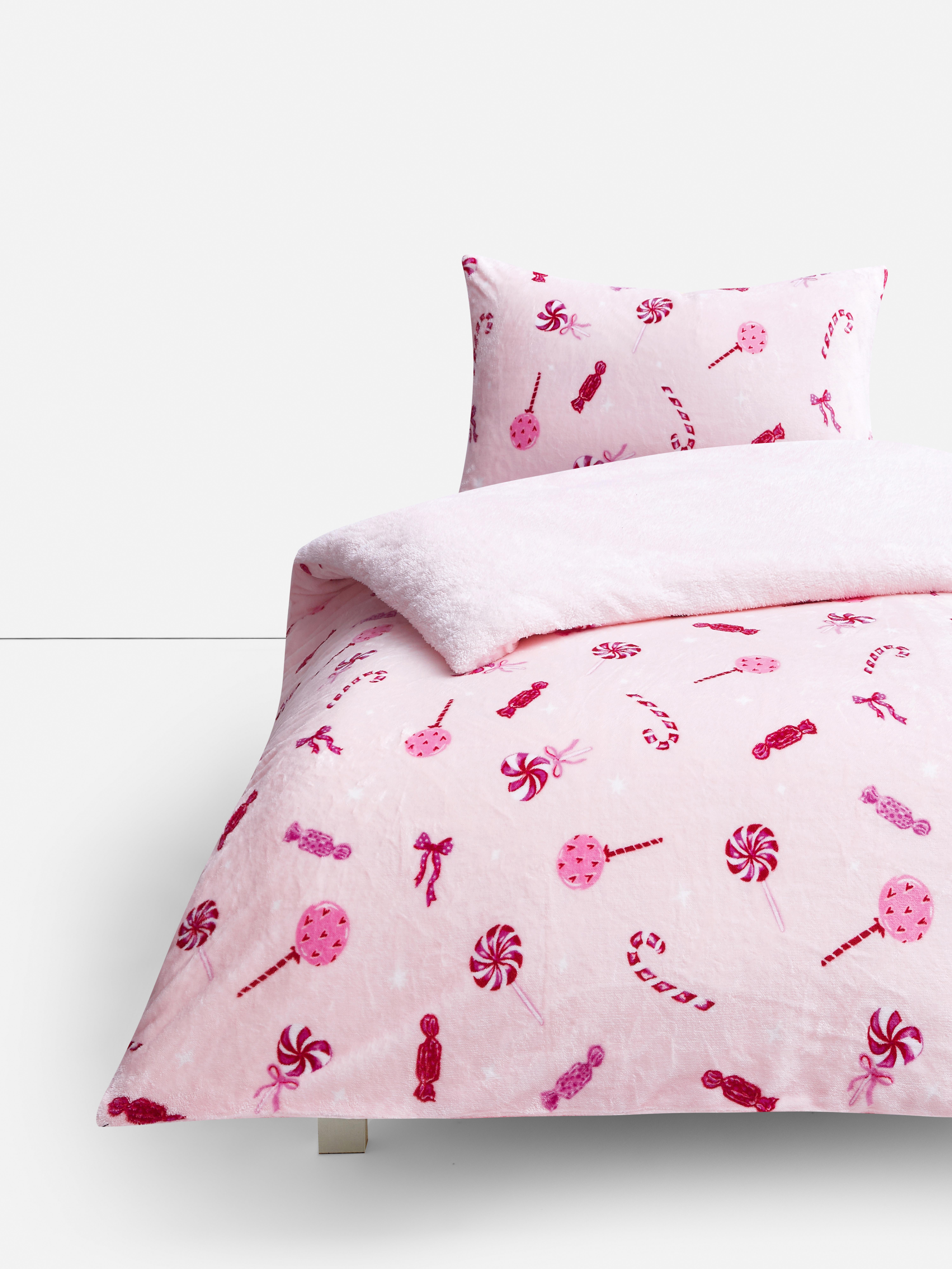 Fleece-Bettwäscheset mit Süßigkeiten-Print, Einzelbett