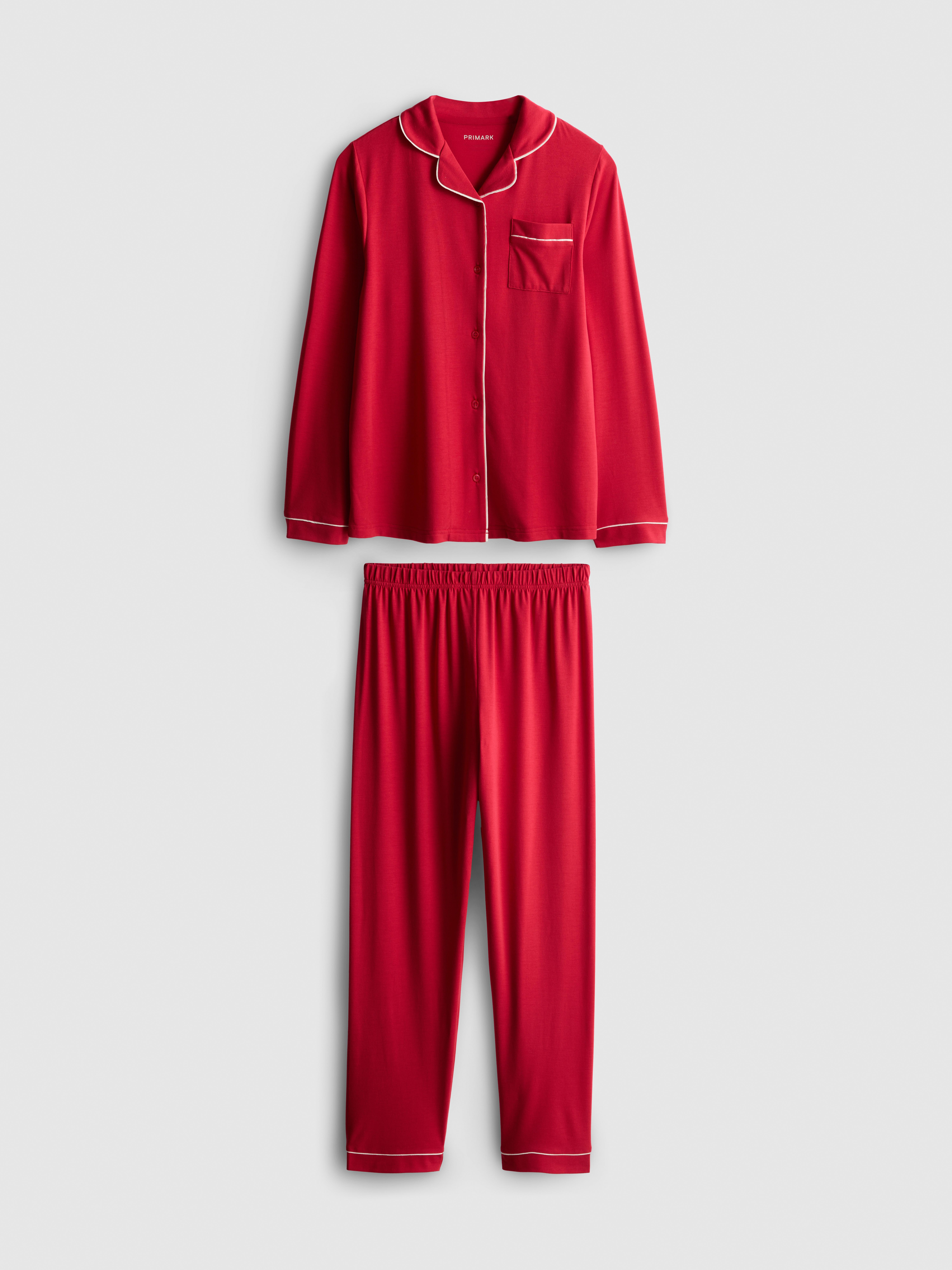 Girls Red 1-15yrs | Contrast Piping Button-Through Pyjamas | Primark