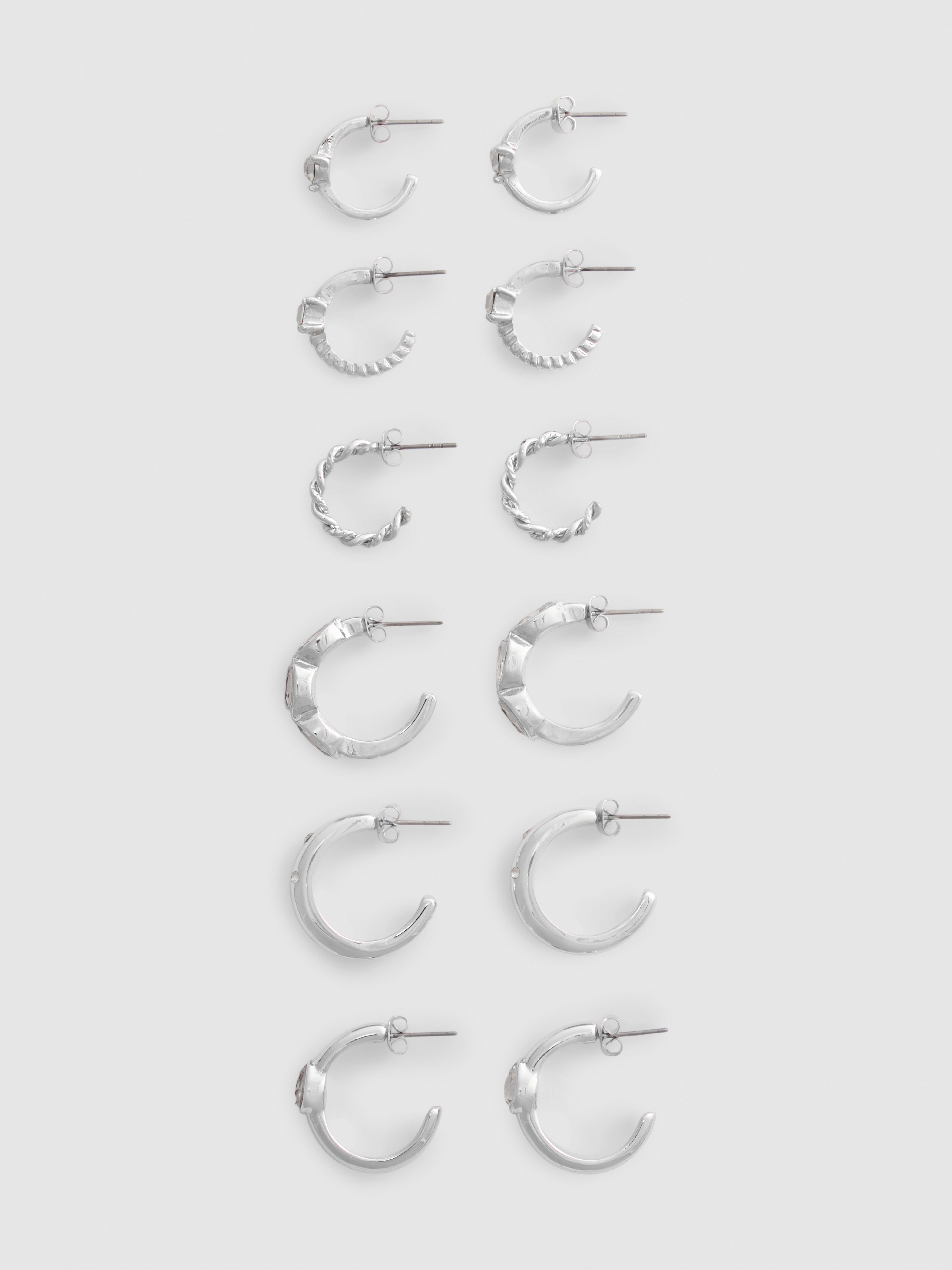 6pk Rhinestone Hoop Earrings