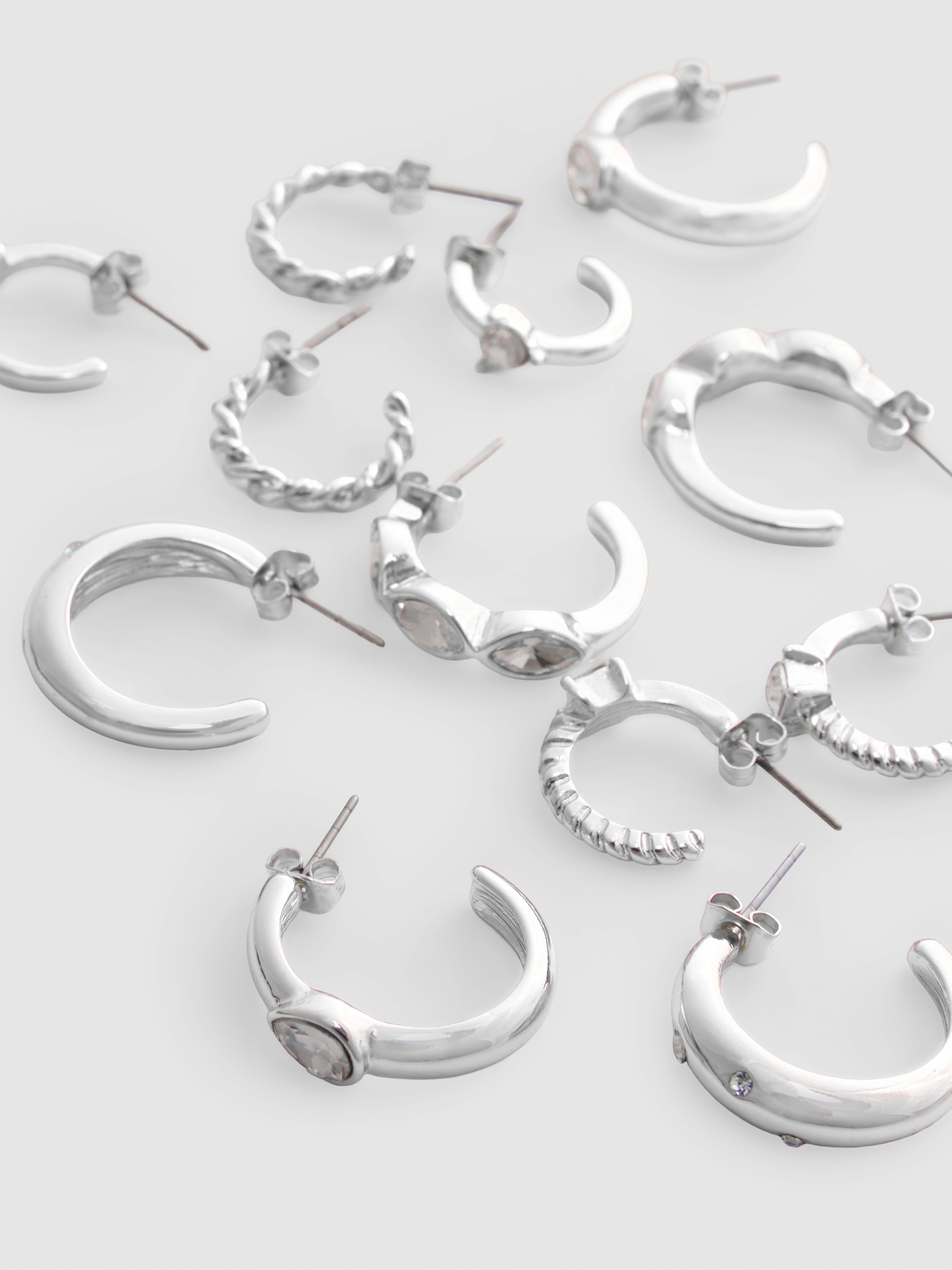 6pk Rhinestone Hoop Earrings