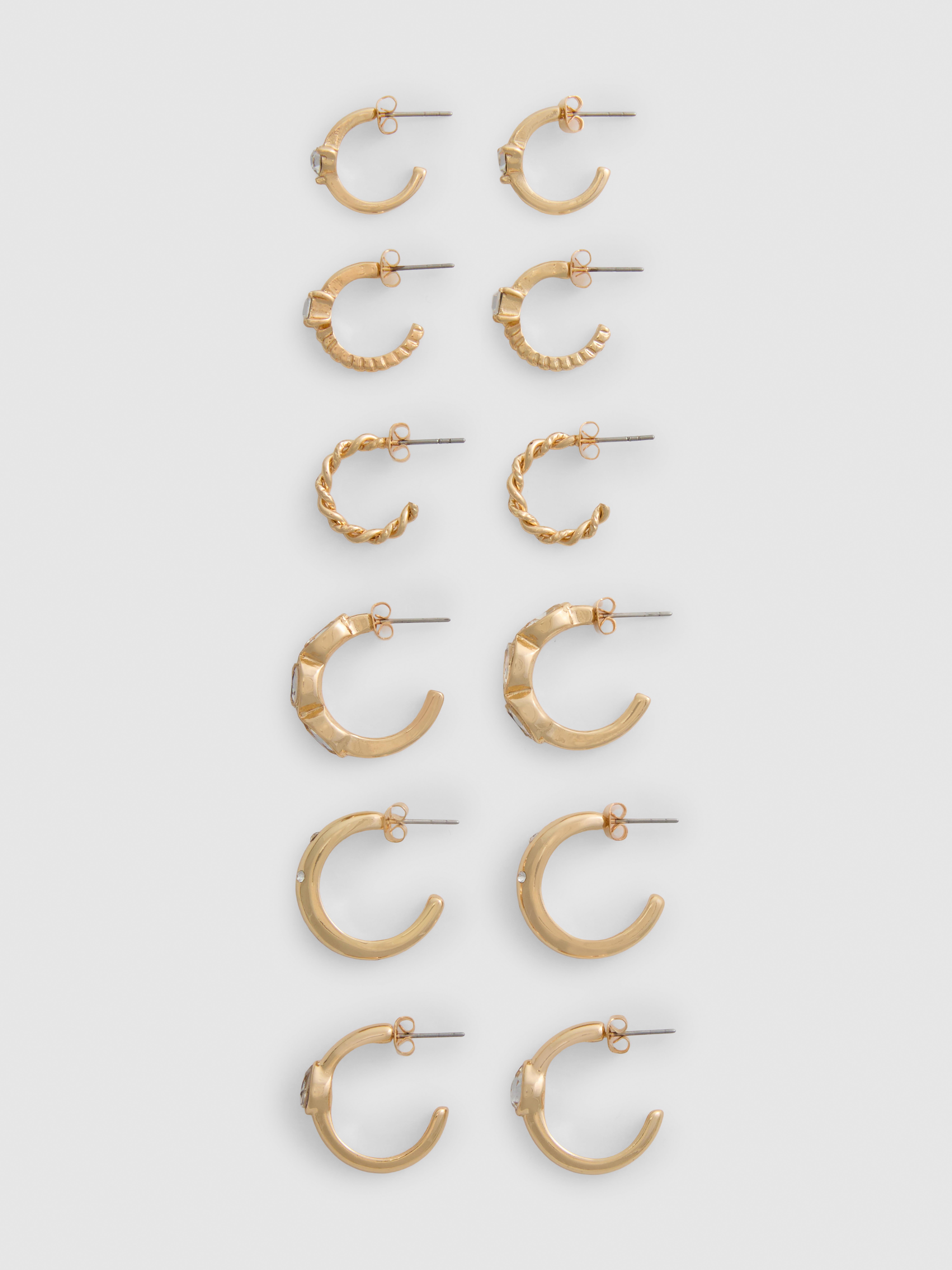 6pk Rhinestone Hoop Earrings