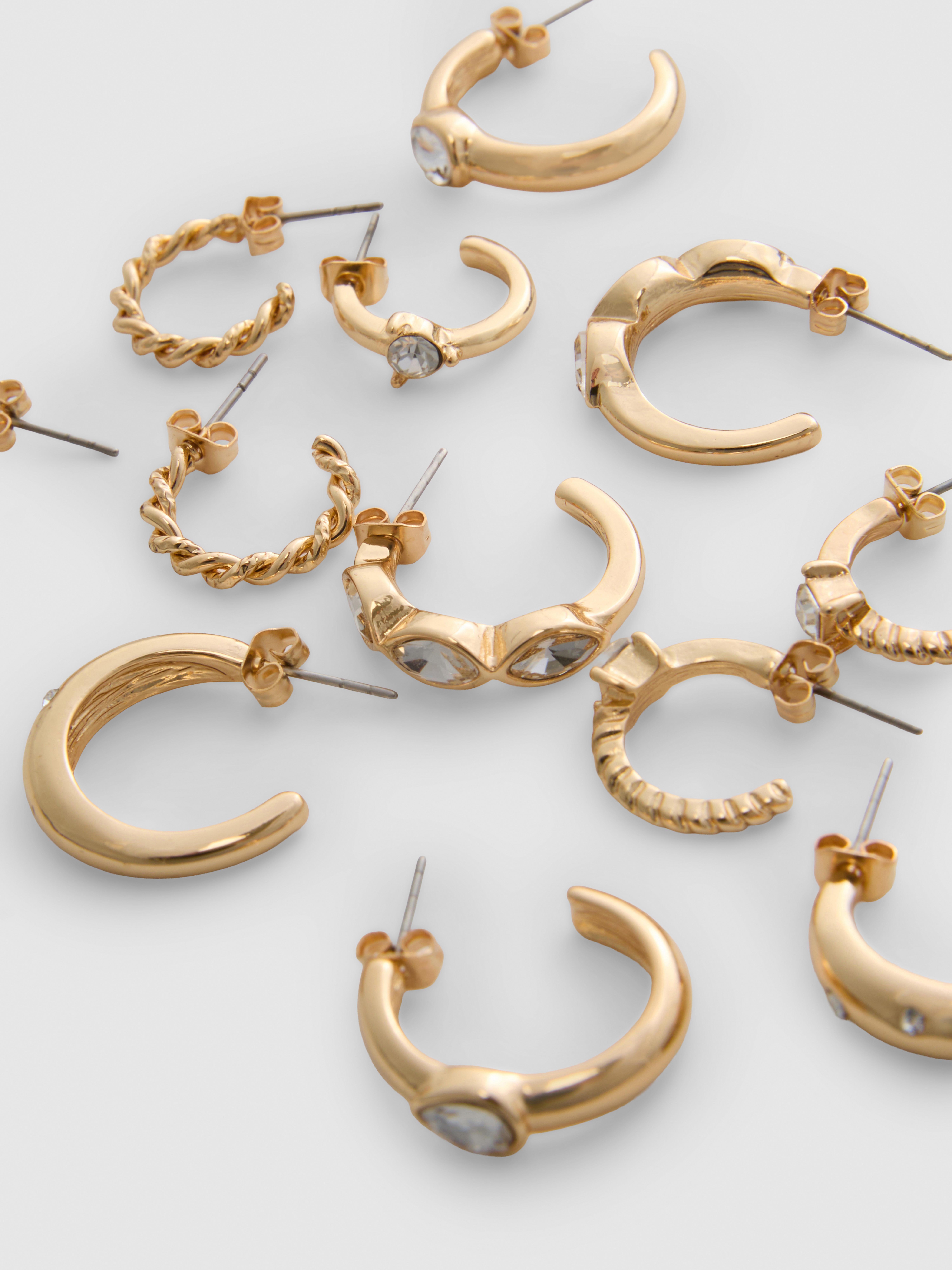 6pk Rhinestone Hoop Earrings