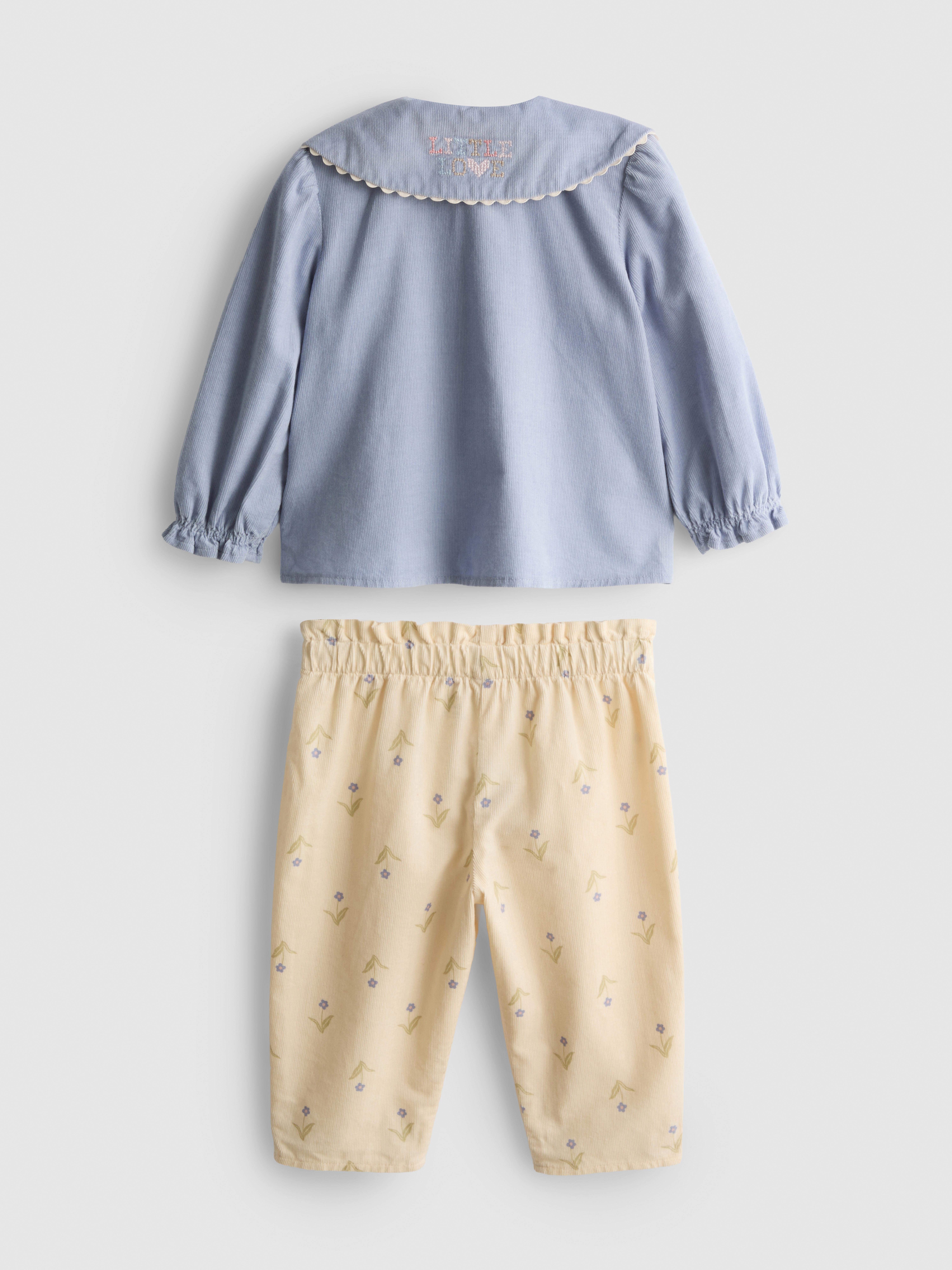 Baby Girls Blue 0-18mths | 2-Piece Peter Pan Collar Blouse and Floral ...