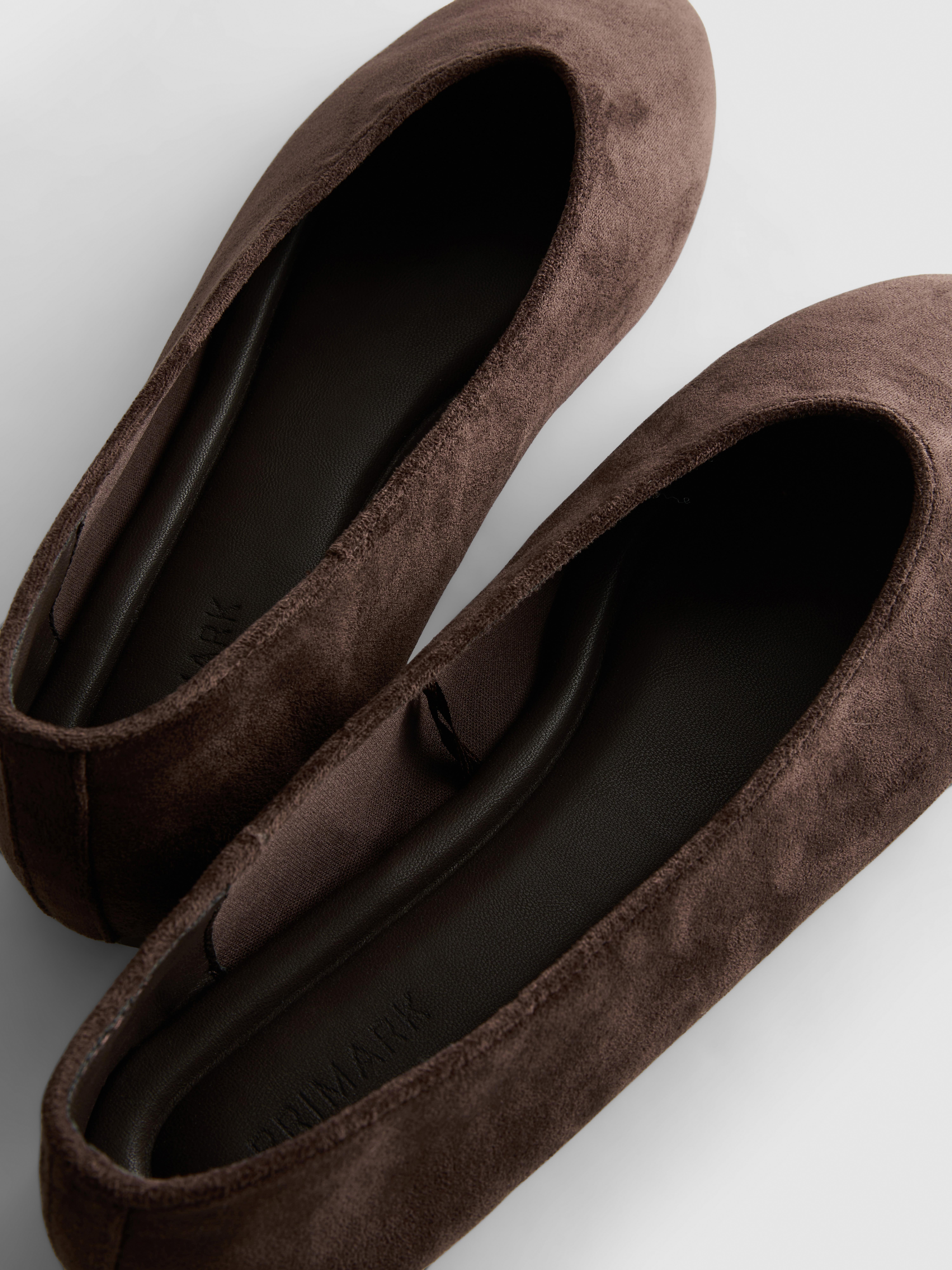 Faux Suede High-Vamp Ballerina Flats