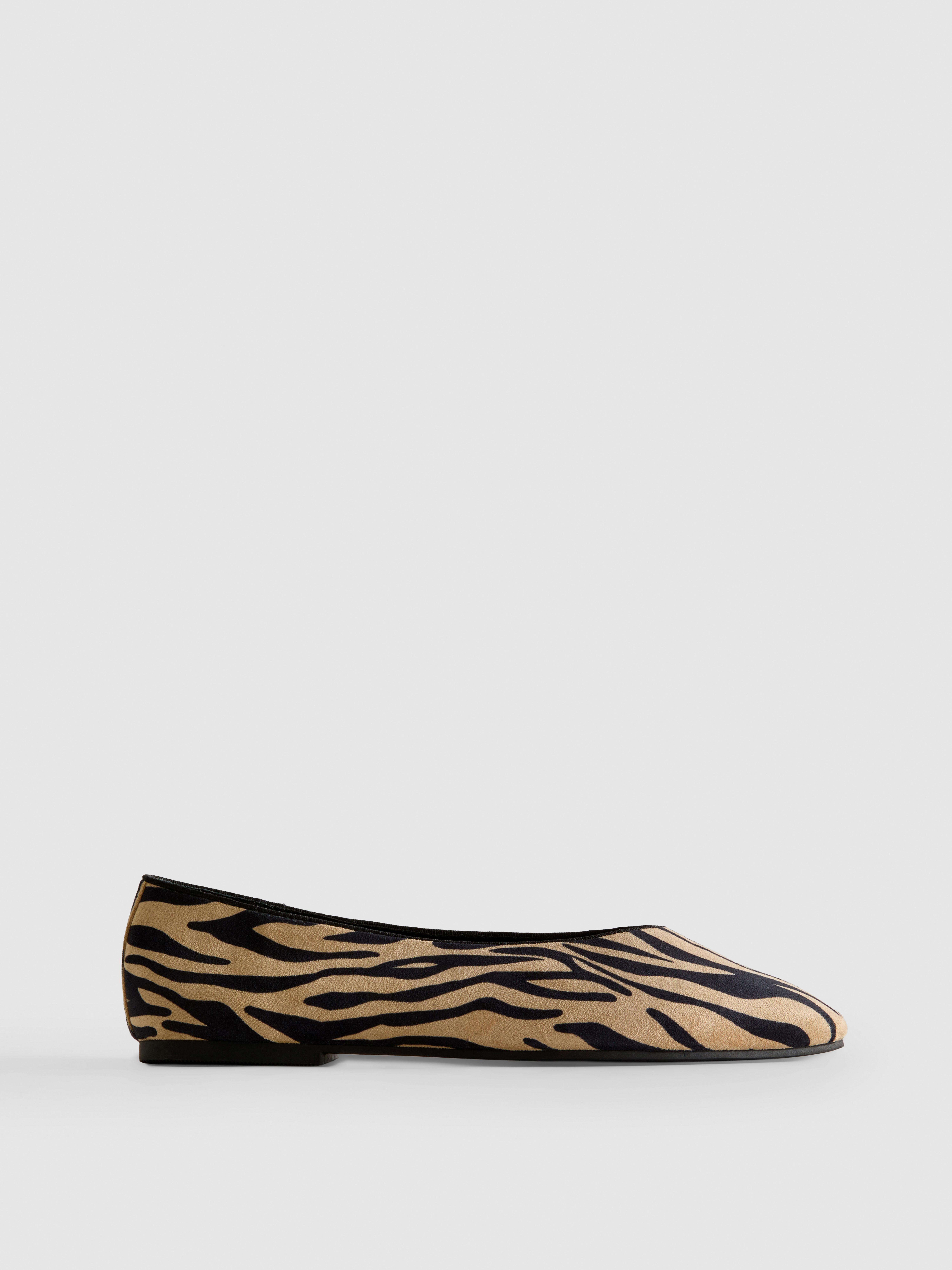 Faux Suede High-Vamp Ballerina Flats