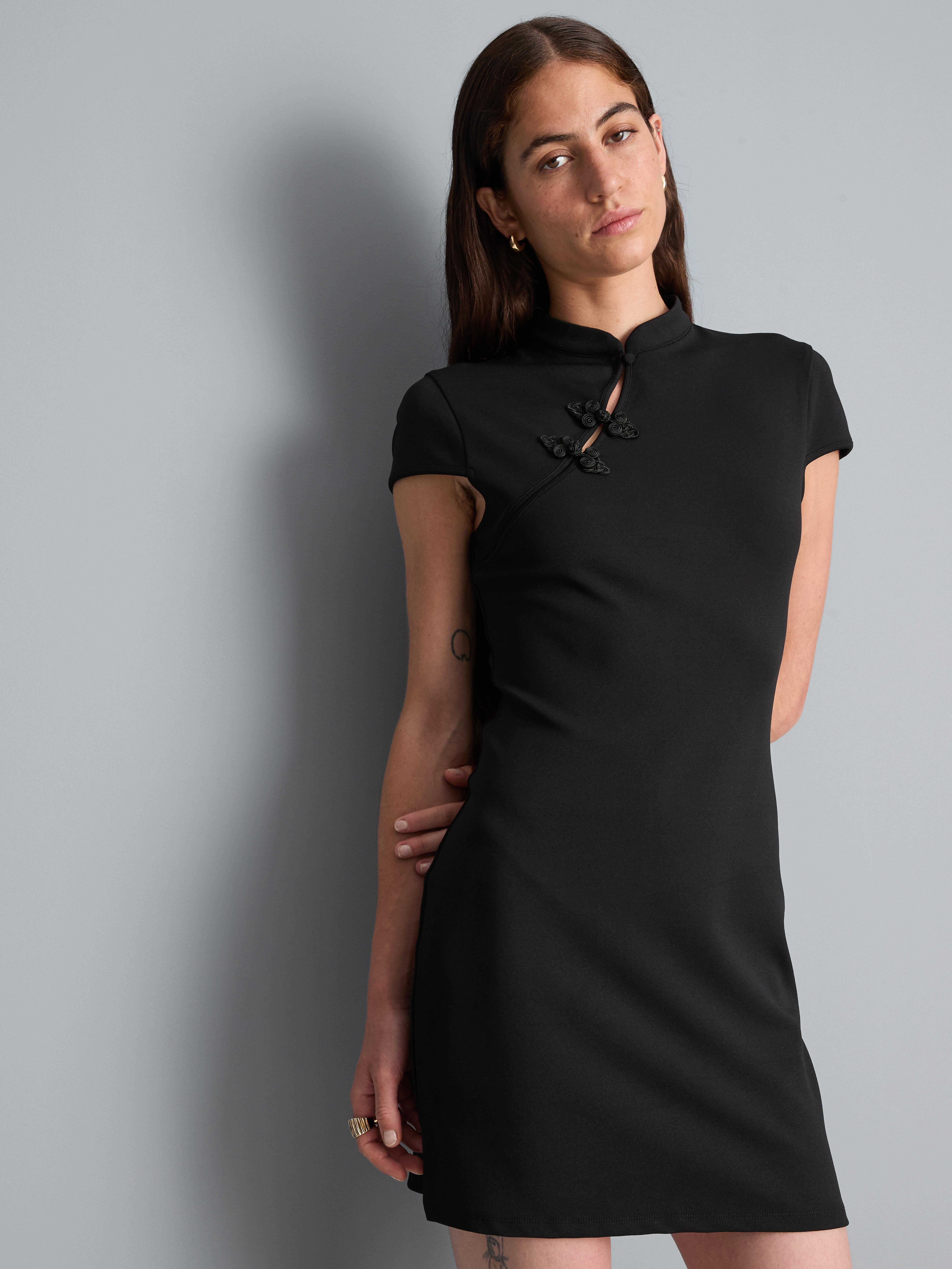 Women's Black Mandarin Collar Mini Dress | Penneys
