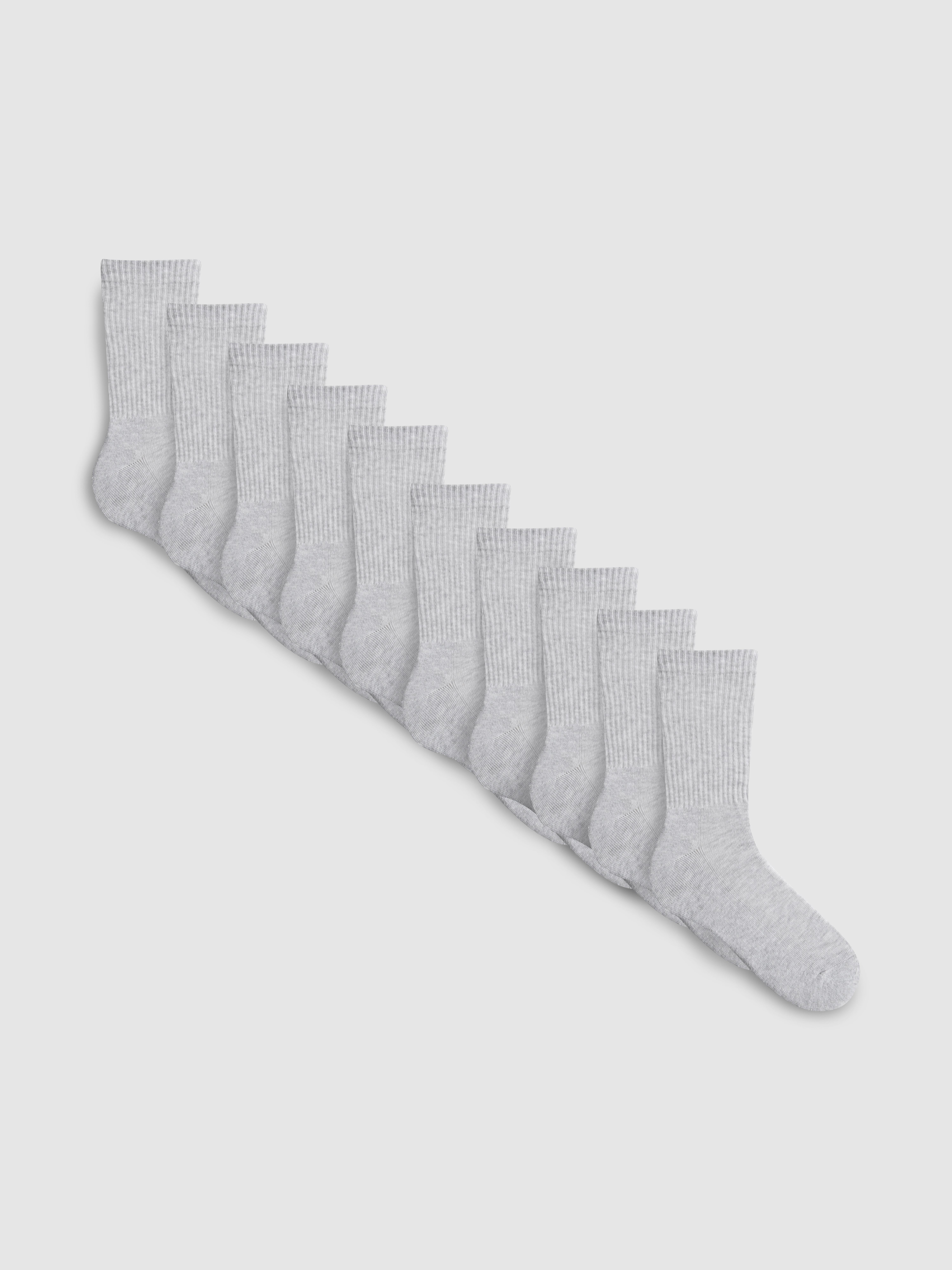 10pk Ribbed Crew Socks