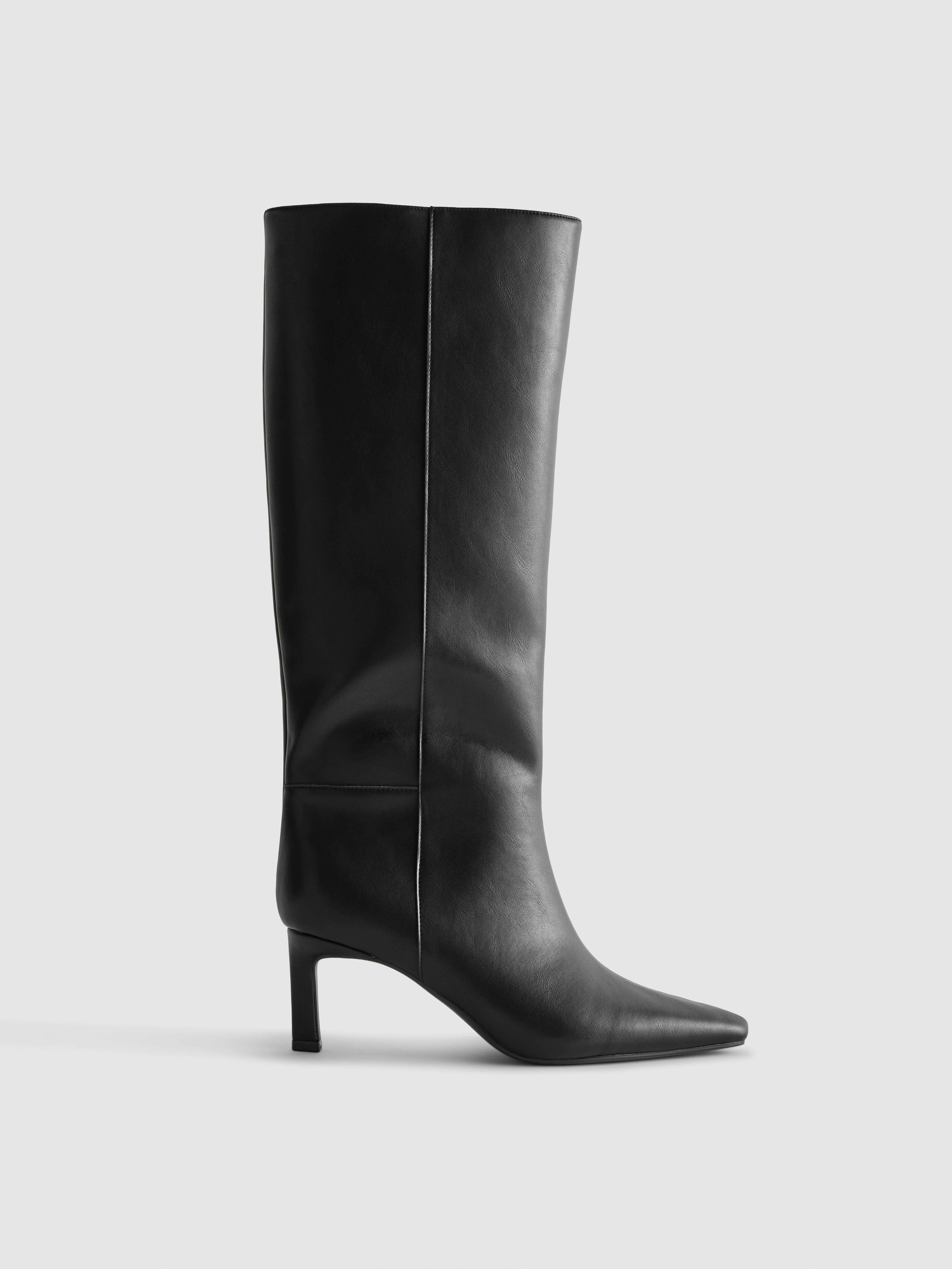 Pointed Knee-High Heeled Boots