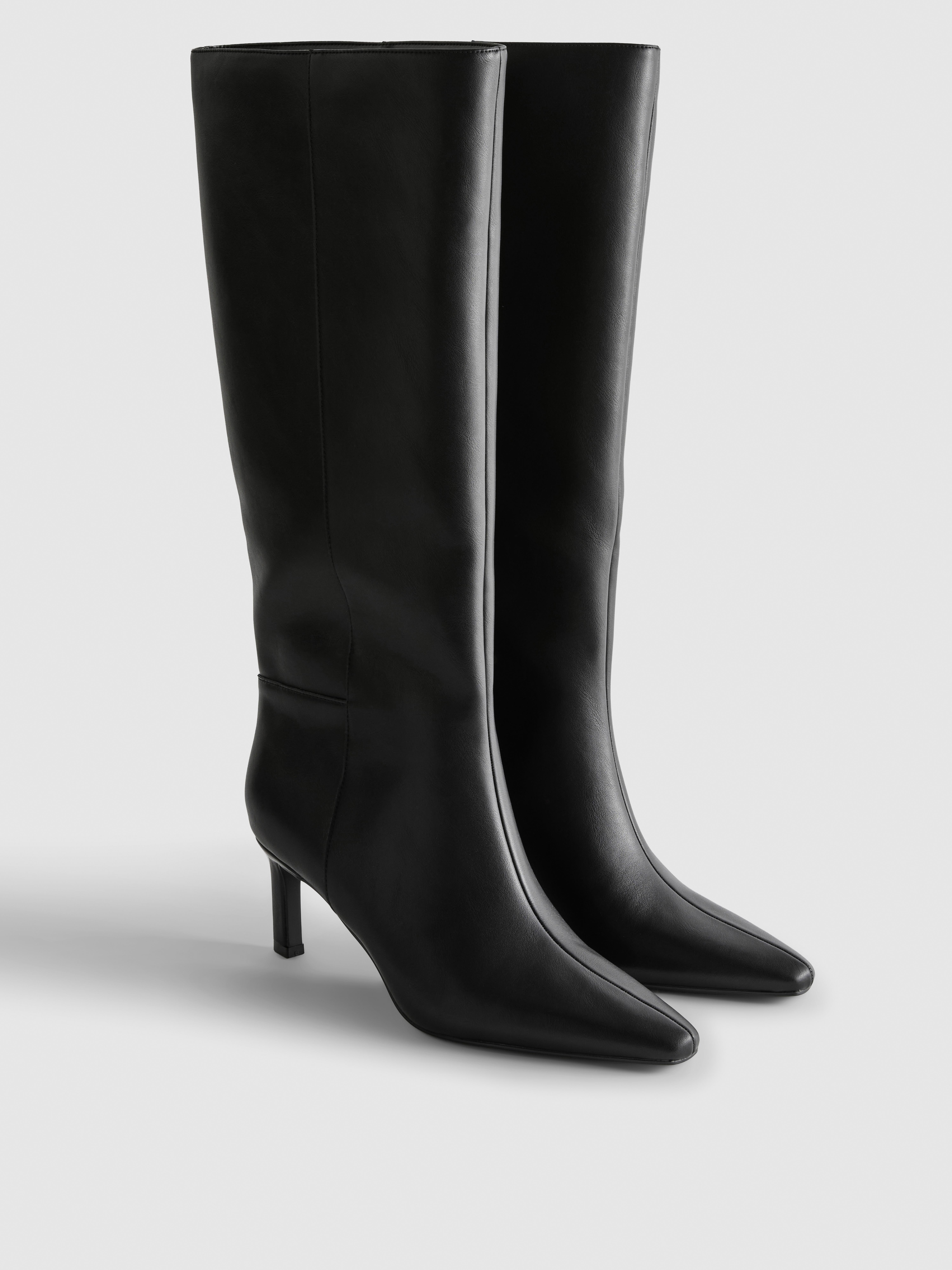 Pointed Knee-High Heeled Boots