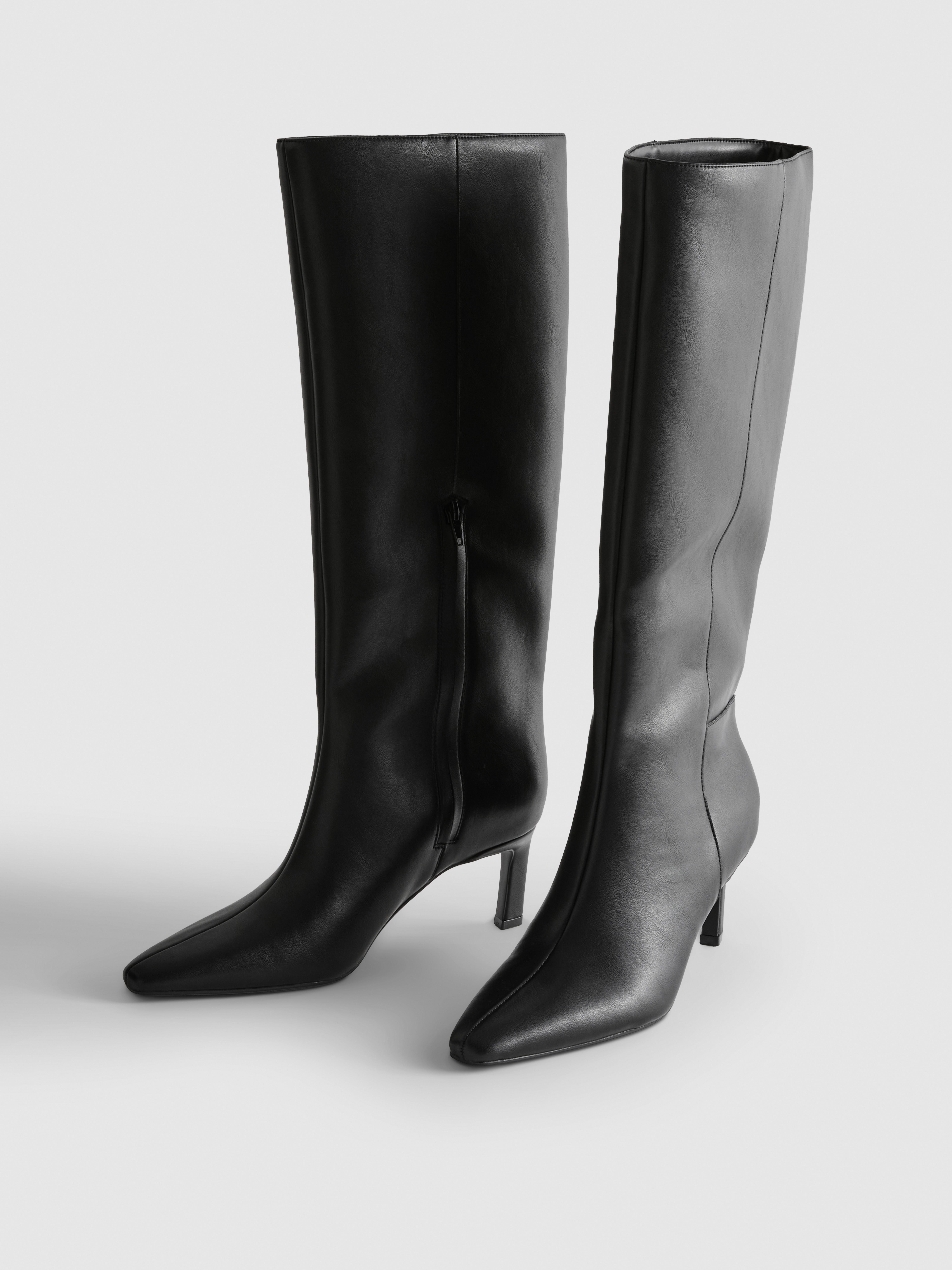 Pointed Knee-High Heeled Boots