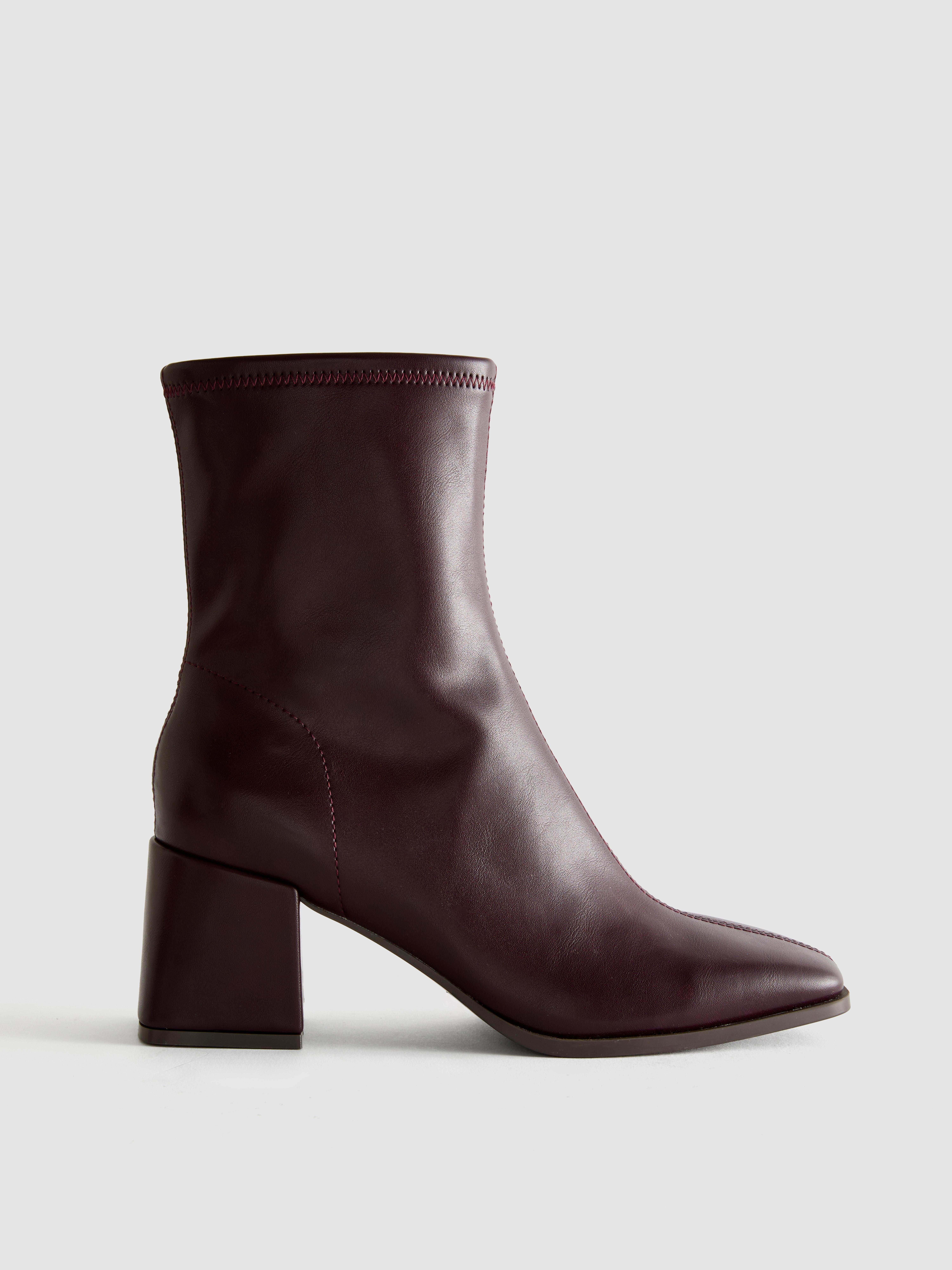 Bottines à talon en simili cuir stretch