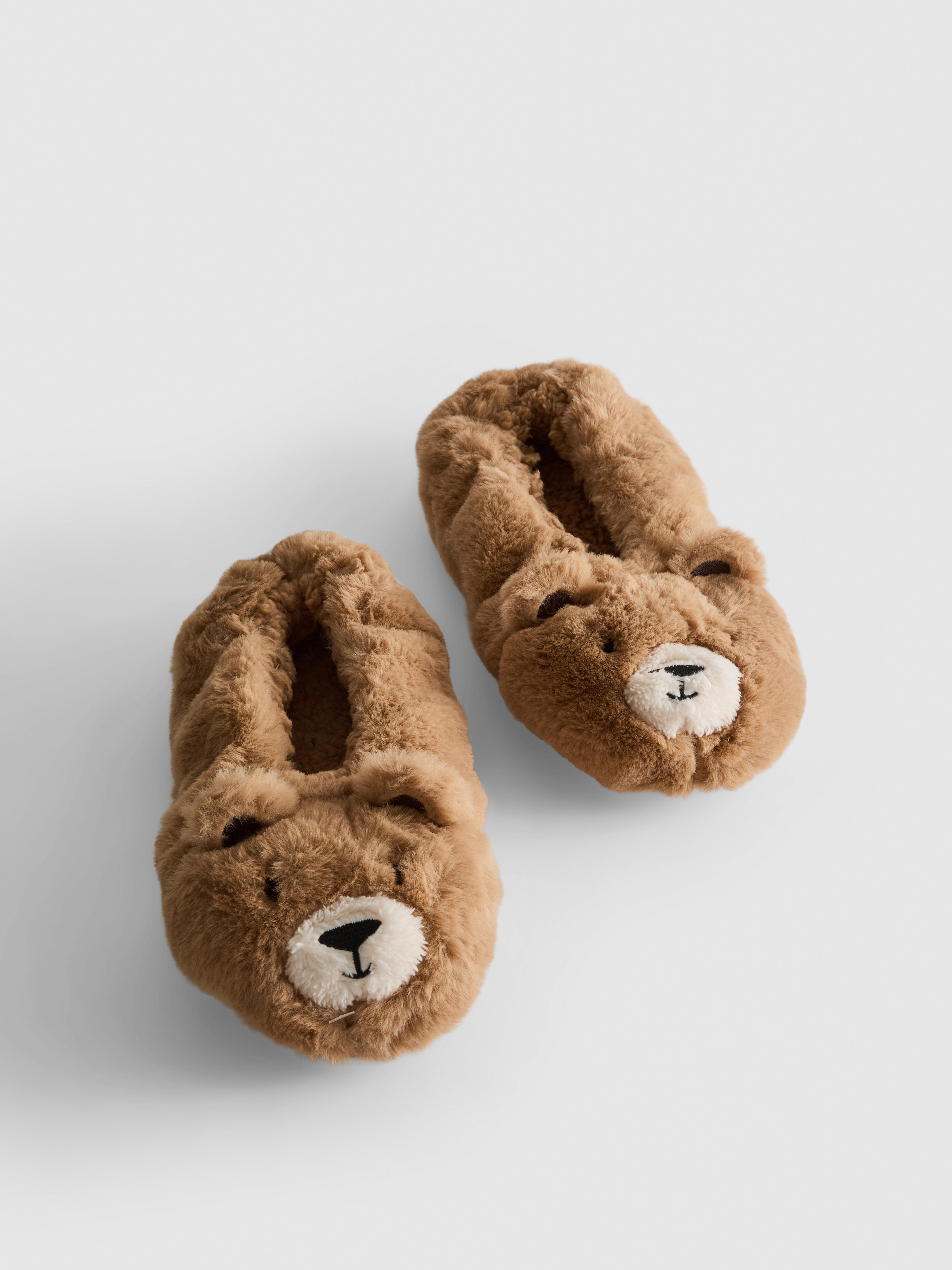 1pk Plush Bear Slipper Socks
