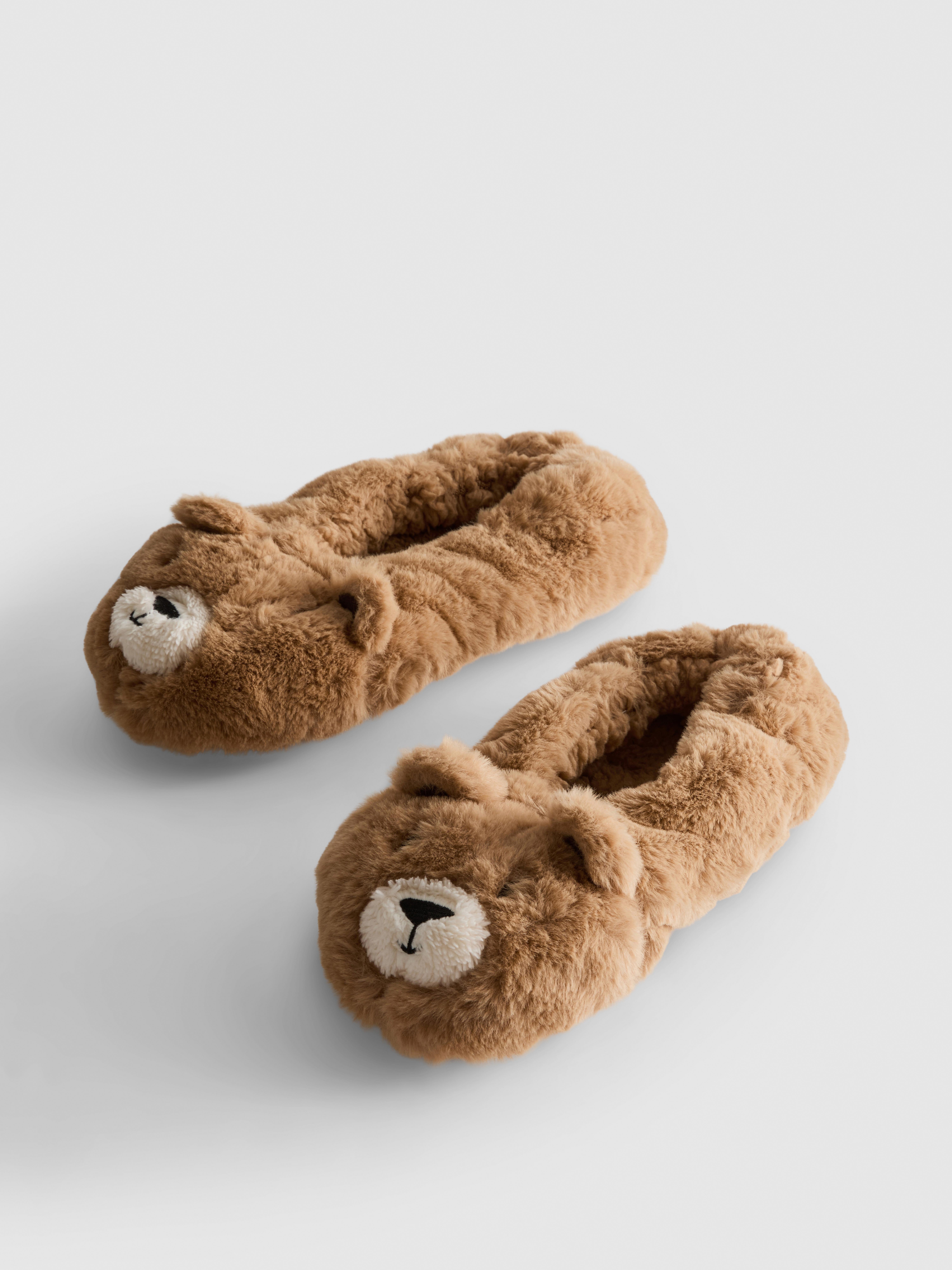 1pk Plush Bear Slipper Socks