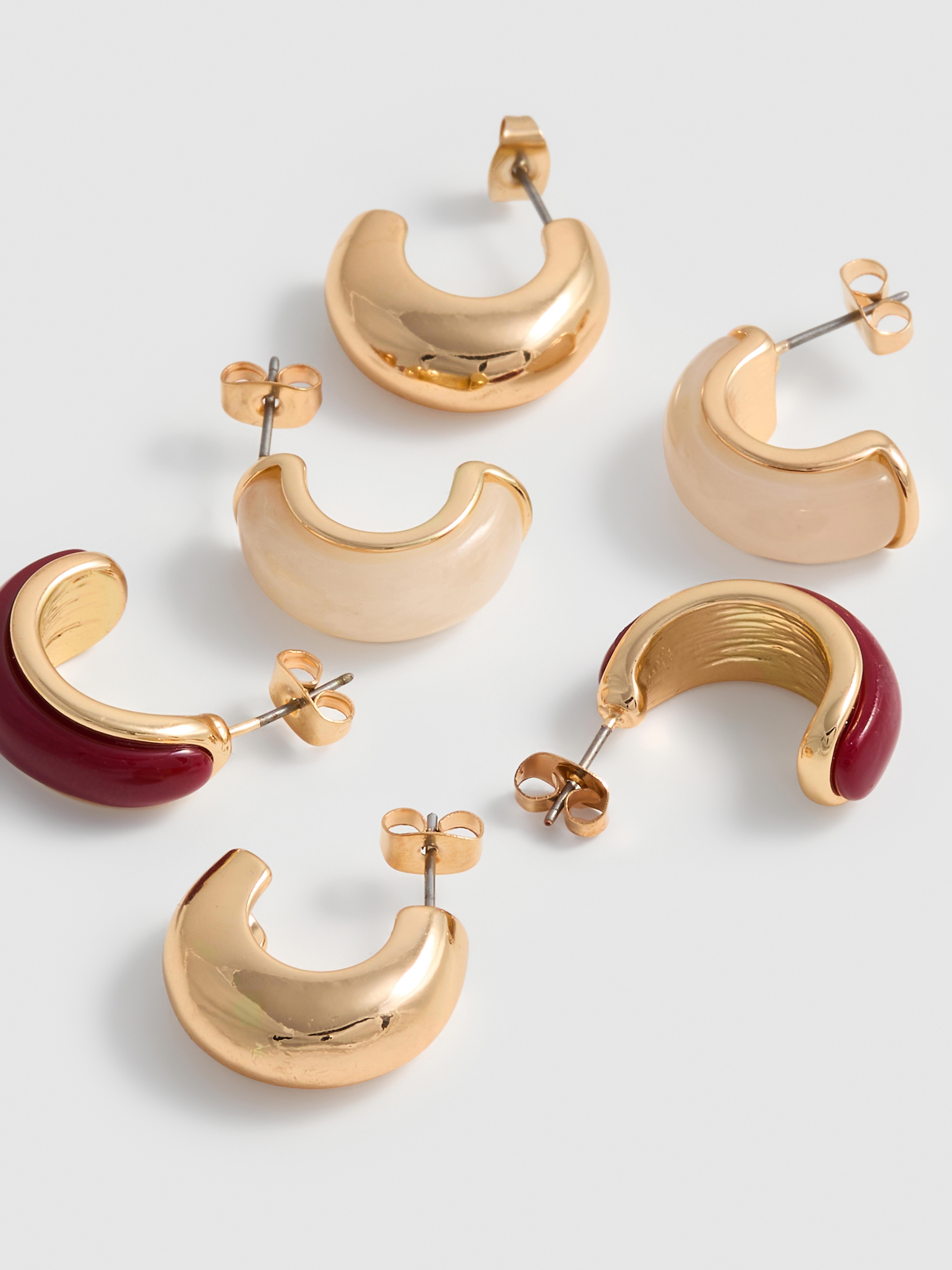 3-Pack Chunky Hoop Earrings