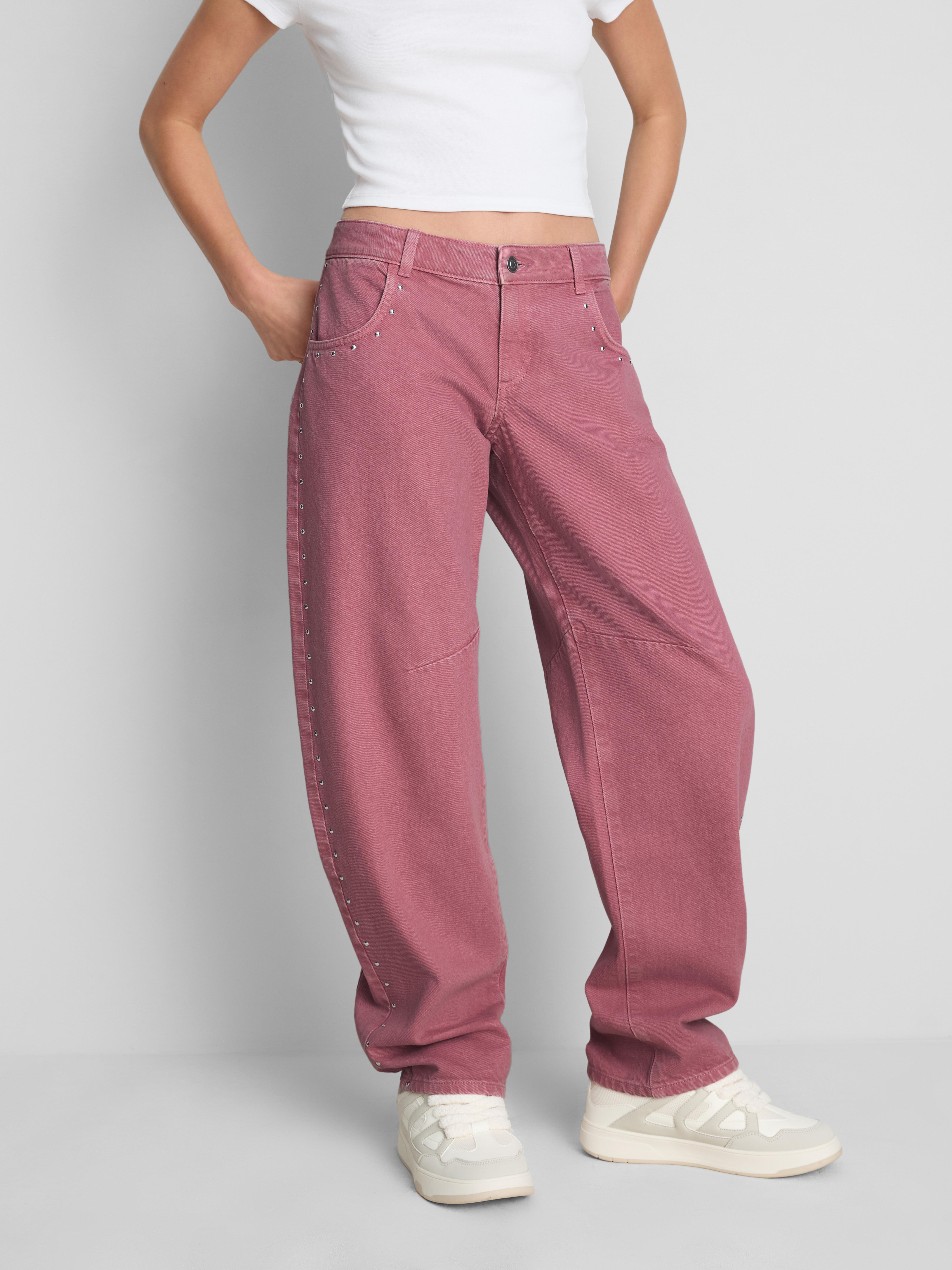 The Primark Scene | Cotton Denim Studded Barrel-Leg Jeans