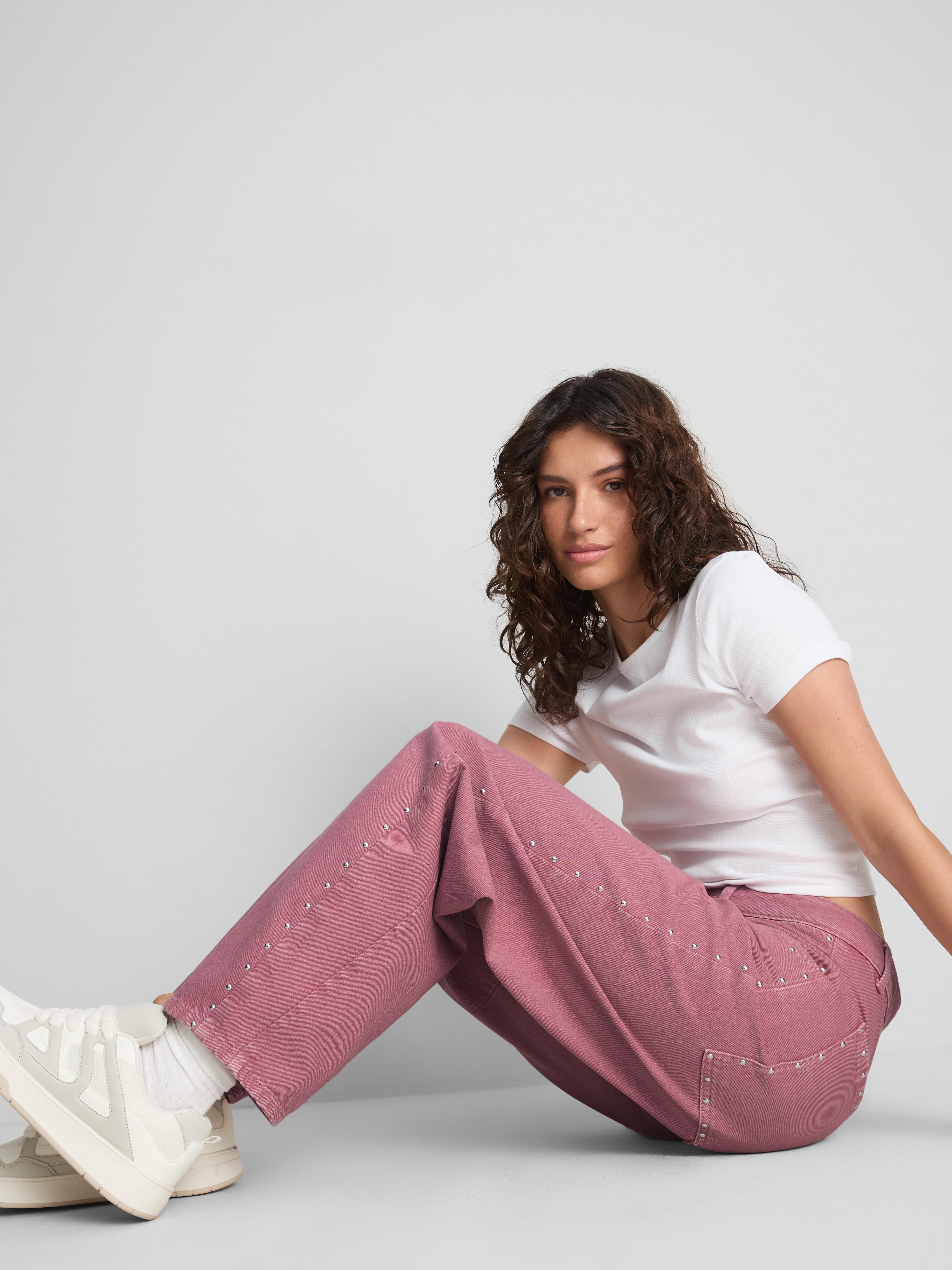 The Primark Scene | Cotton Denim Studded Barrel-Leg Jeans