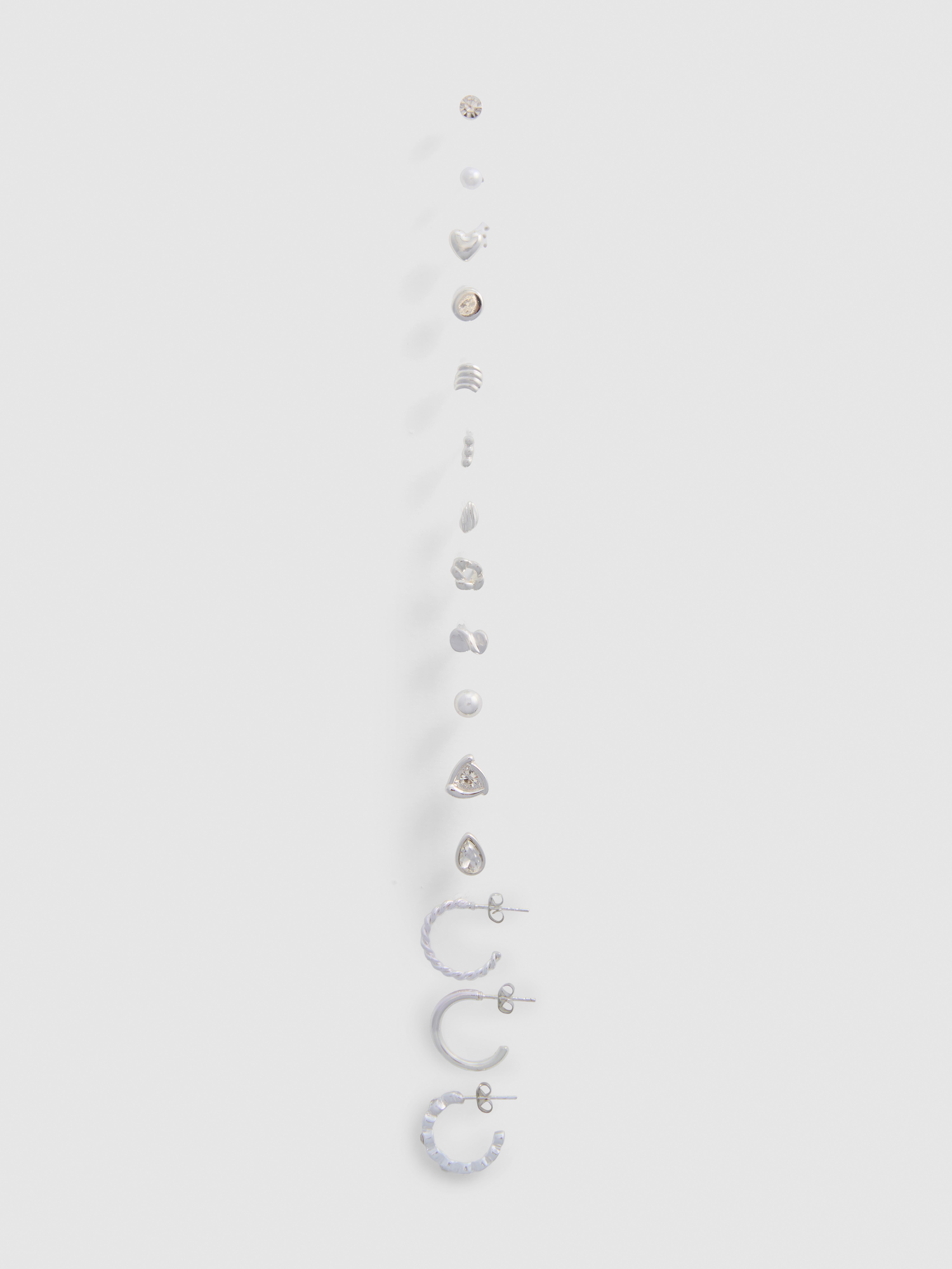 15pk Silver-Tone Mixed Earrings