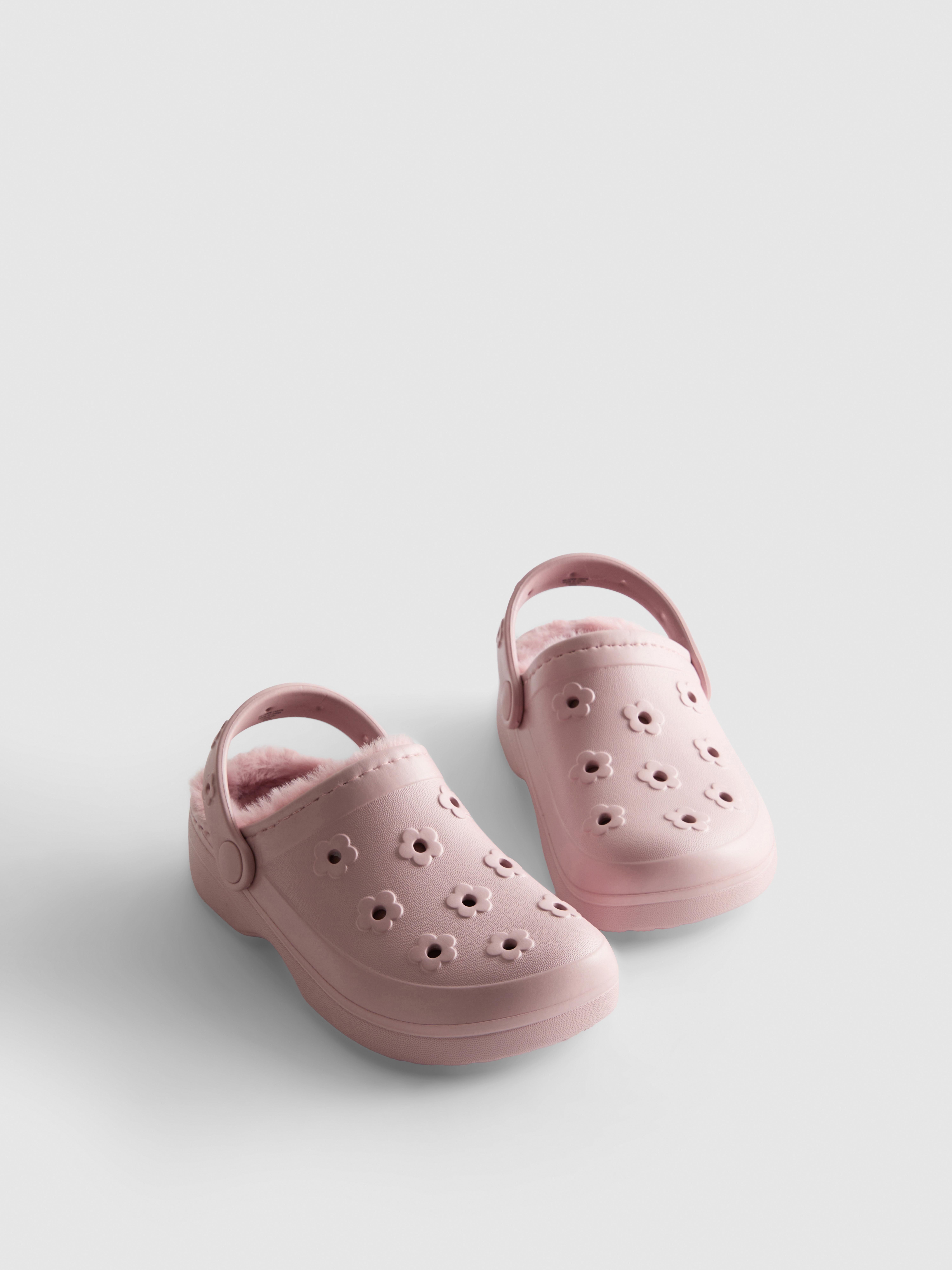 Faux Fur-Lined Clog Slippers