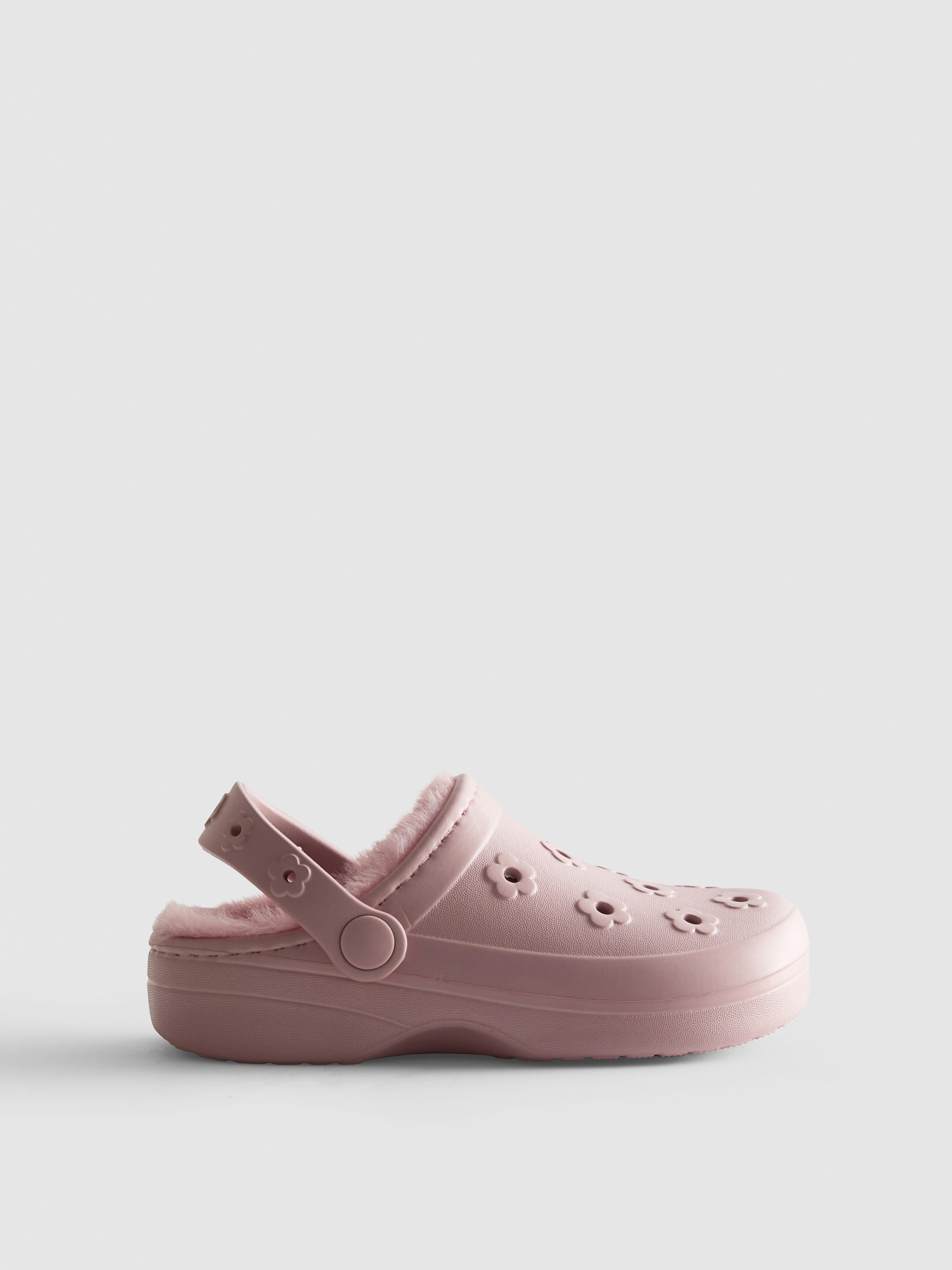 Faux Fur-Lined Clog Slippers