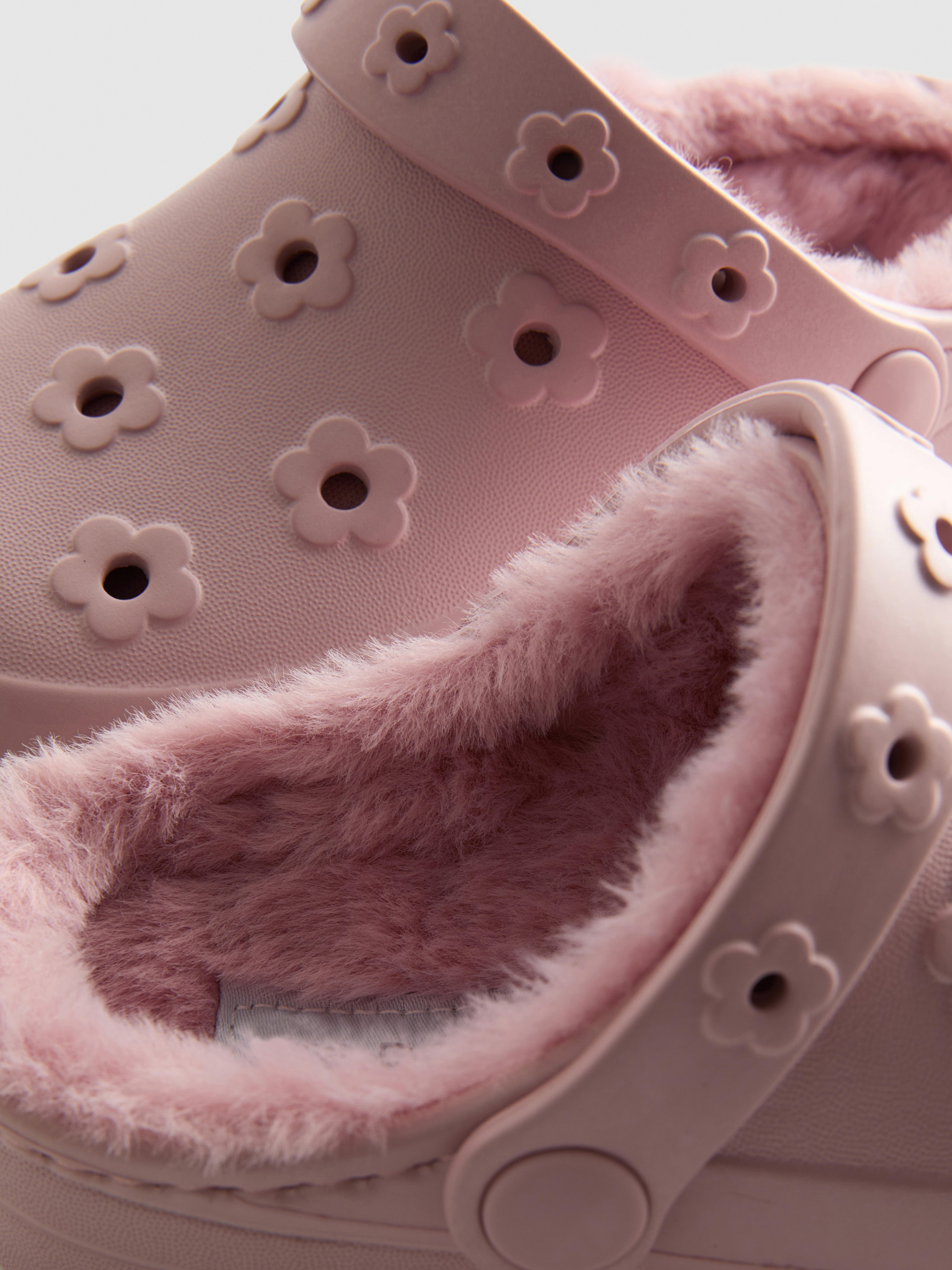 Faux Fur-Lined Clog Slippers