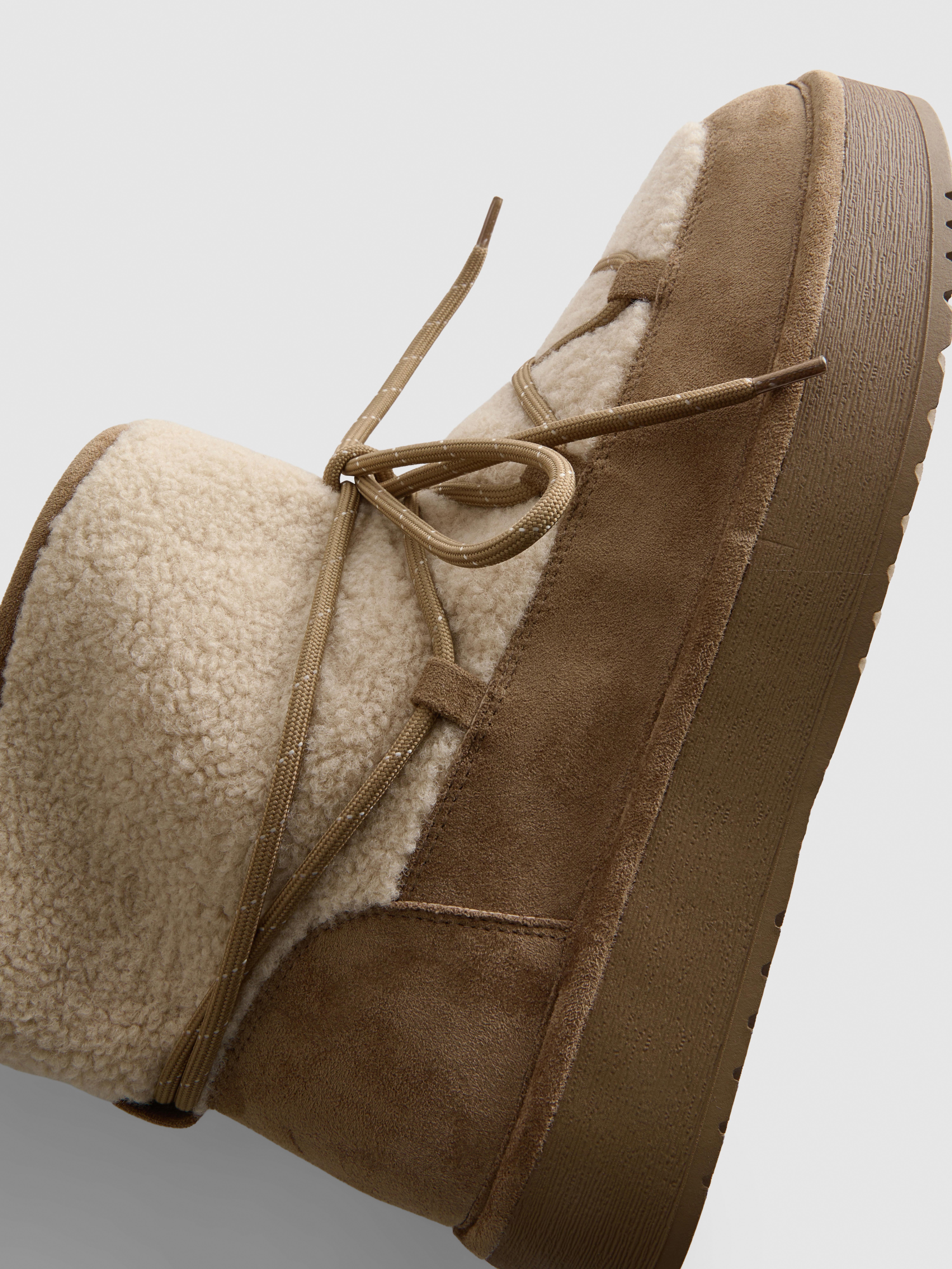 Faux Suede Borg Snow Ankle Boots