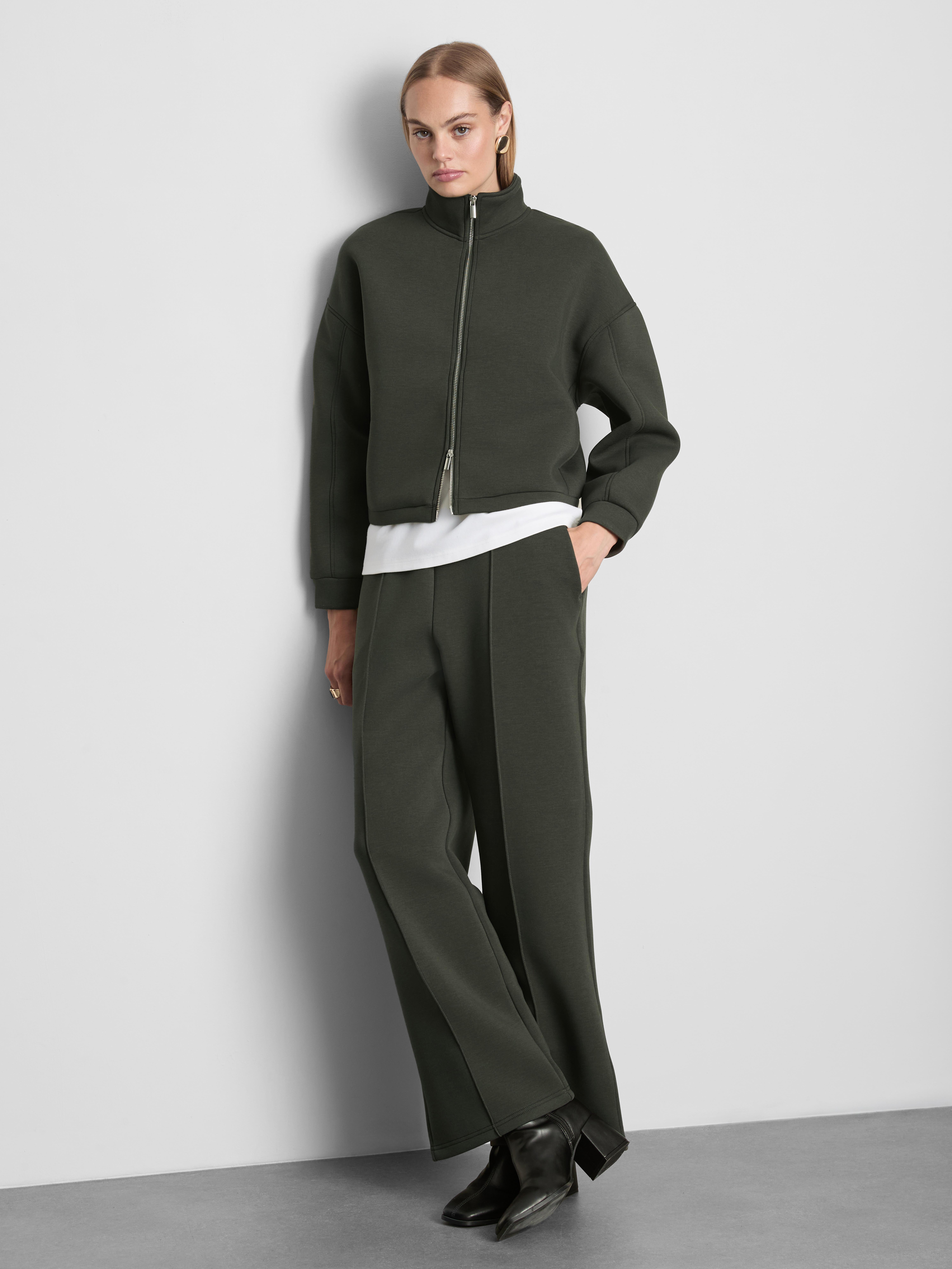 The Edit Cotton-Blend Scuba High-Neck Bomber Jacket