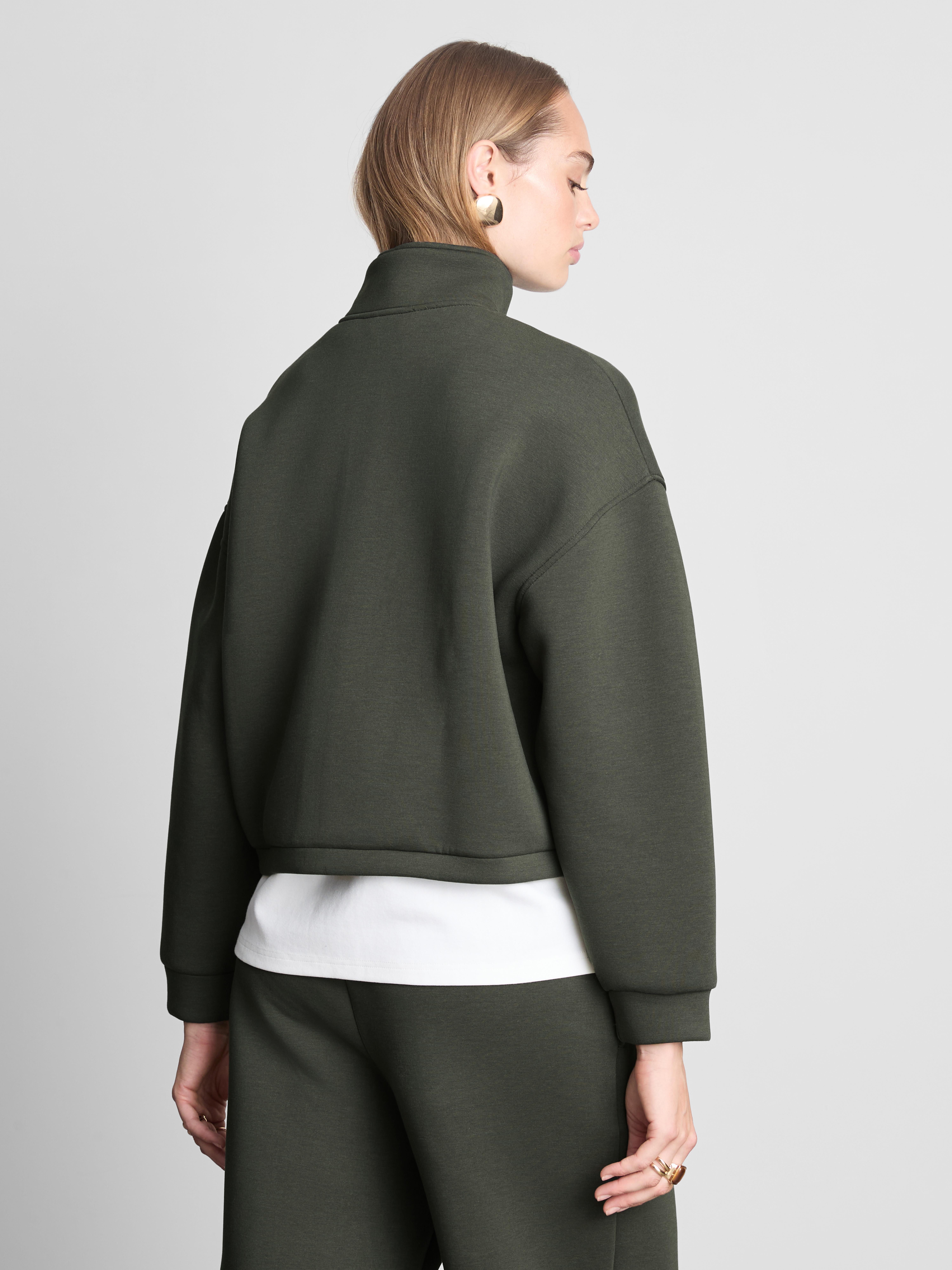The Edit Cotton-Blend Scuba High-Neck Bomber Jacket
