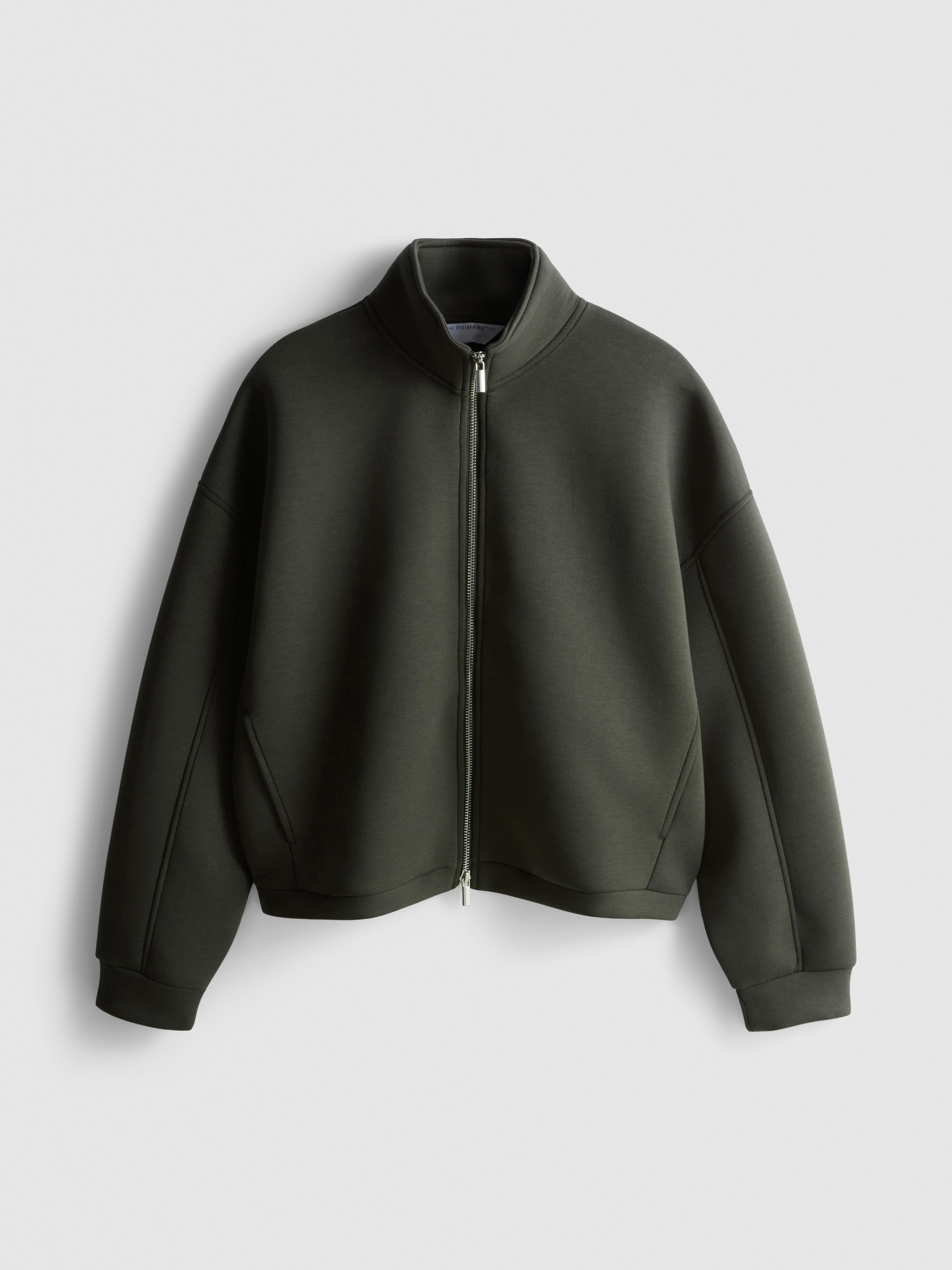 The Edit Cotton-Blend Scuba High-Neck Bomber Jacket