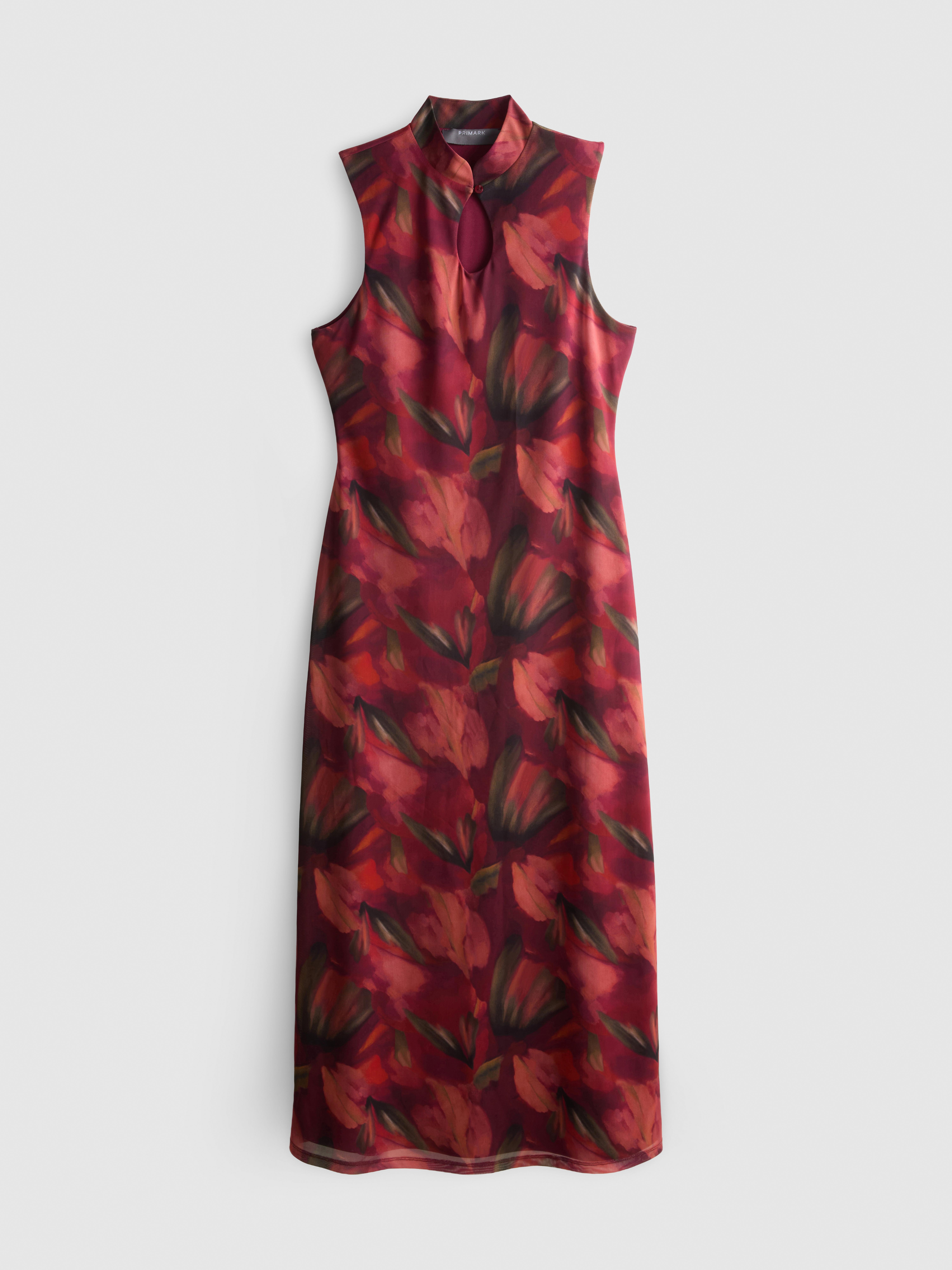 primark red floral dress Red and back floral print dress, crossover design,