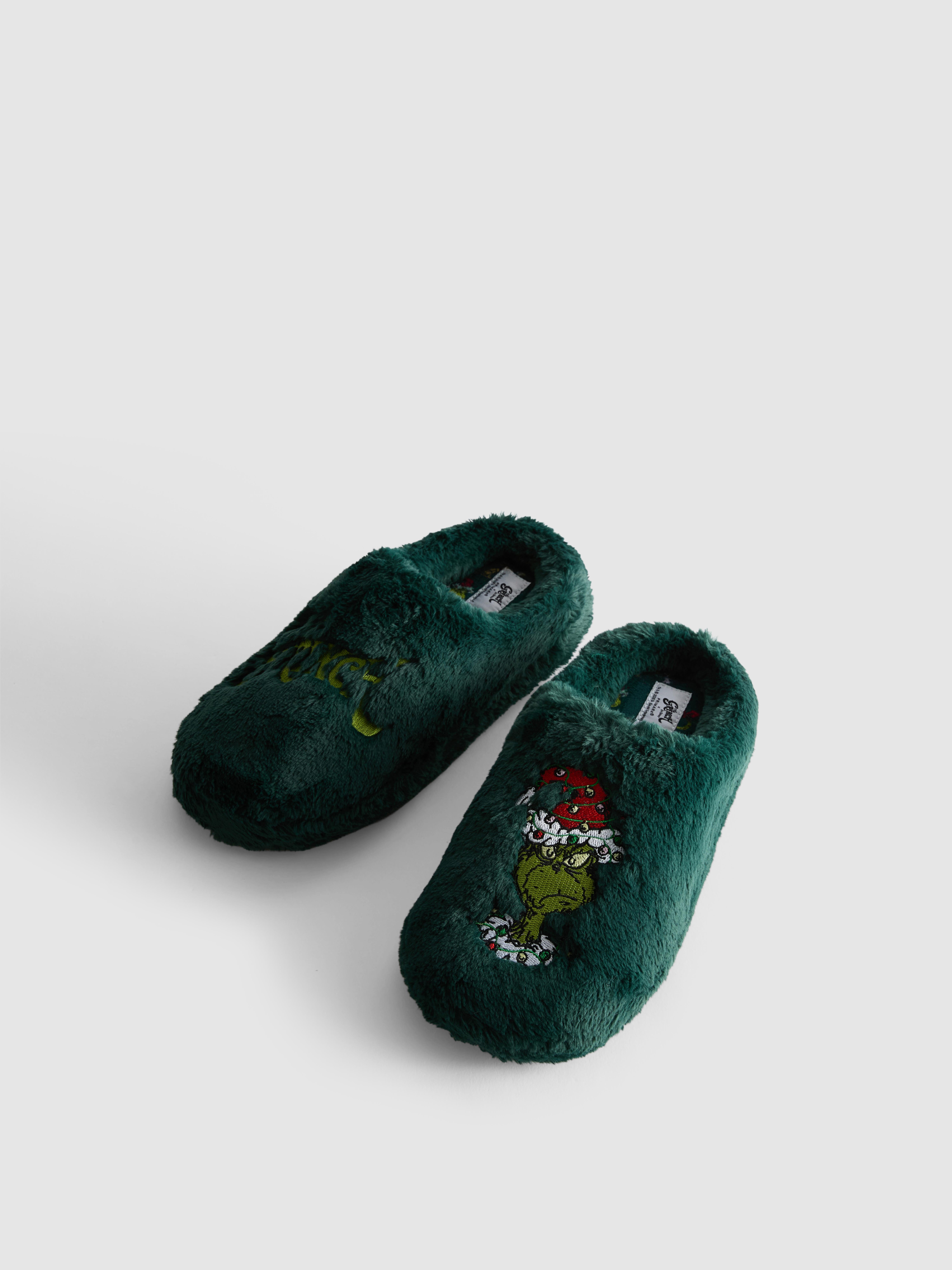 The Grinch Christmas Embroidered Mule Slippers