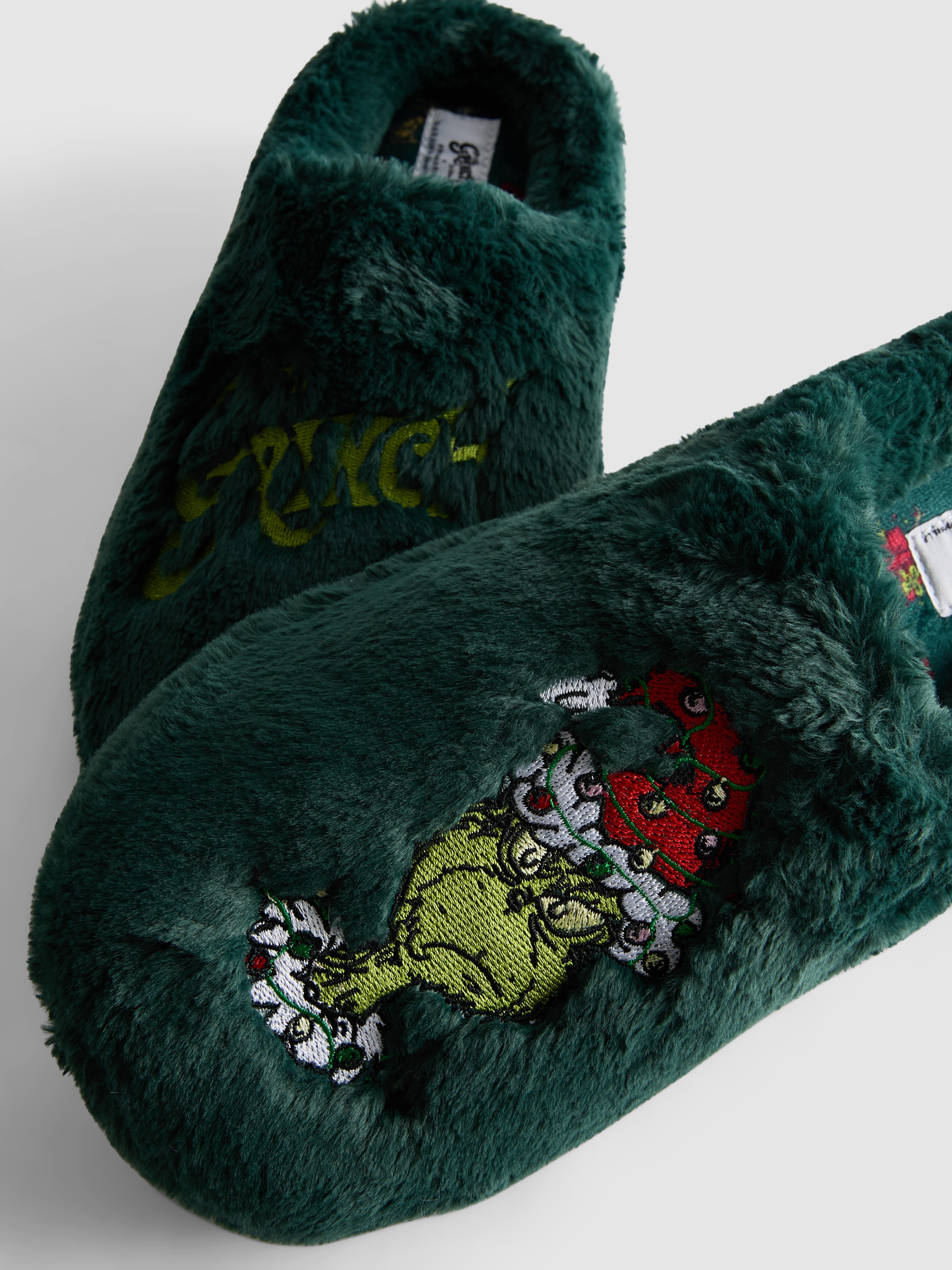 The Grinch Christmas Embroidered Mule Slippers