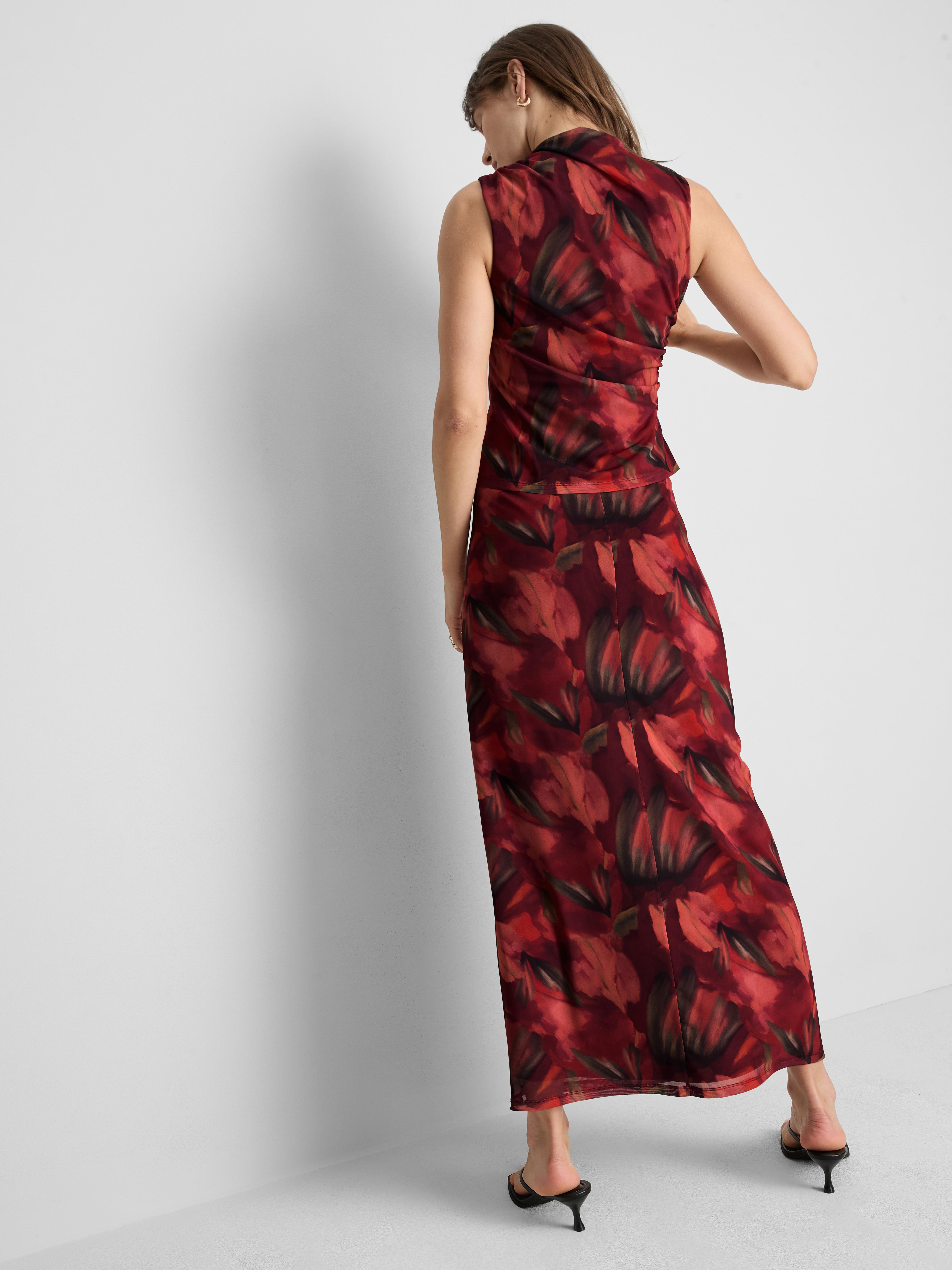 Floral Mesh Maxi Skirt