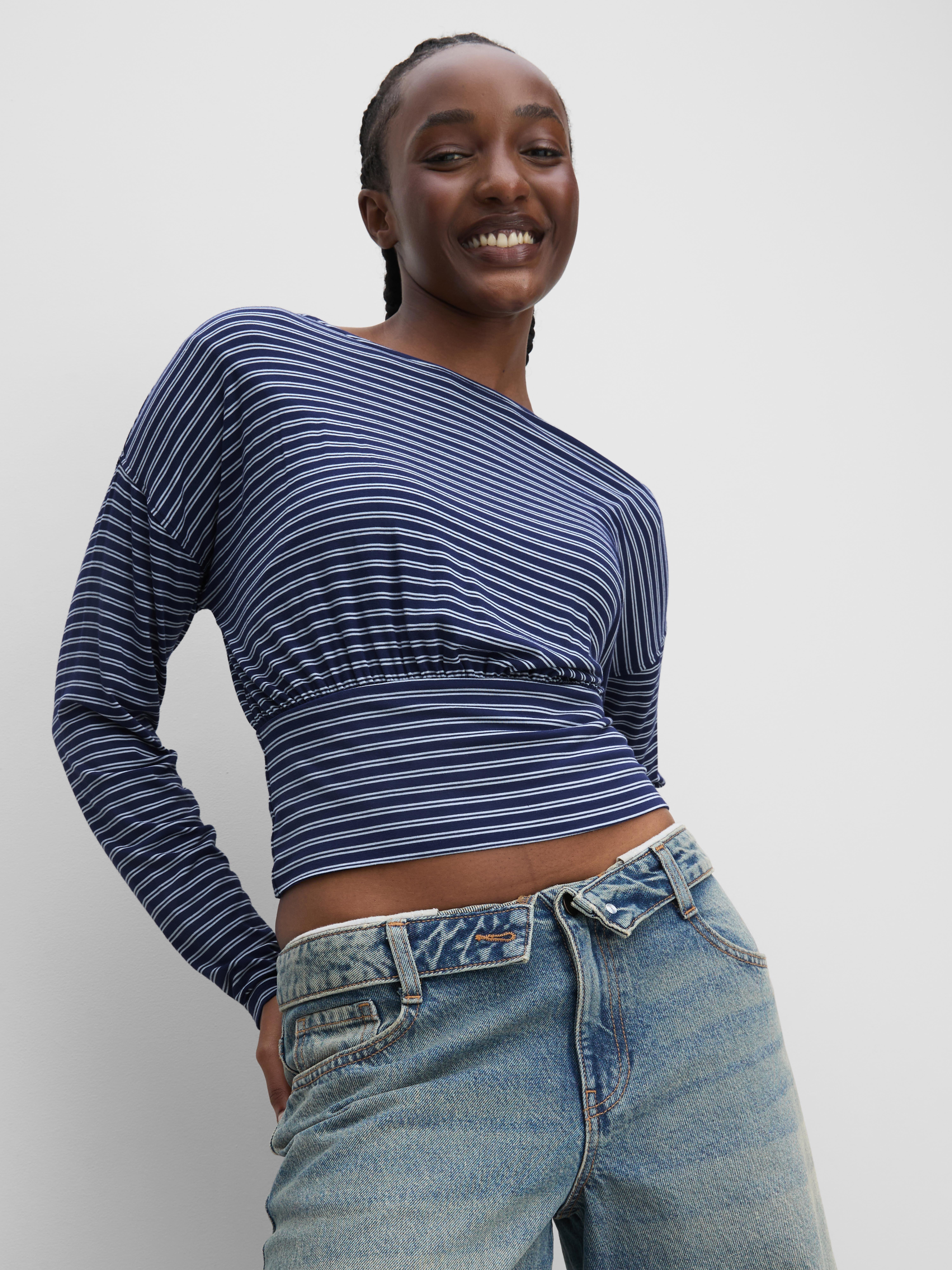 Womens; Dark Green The Primark Scene | Striped Off The Shoulder Batwing ...