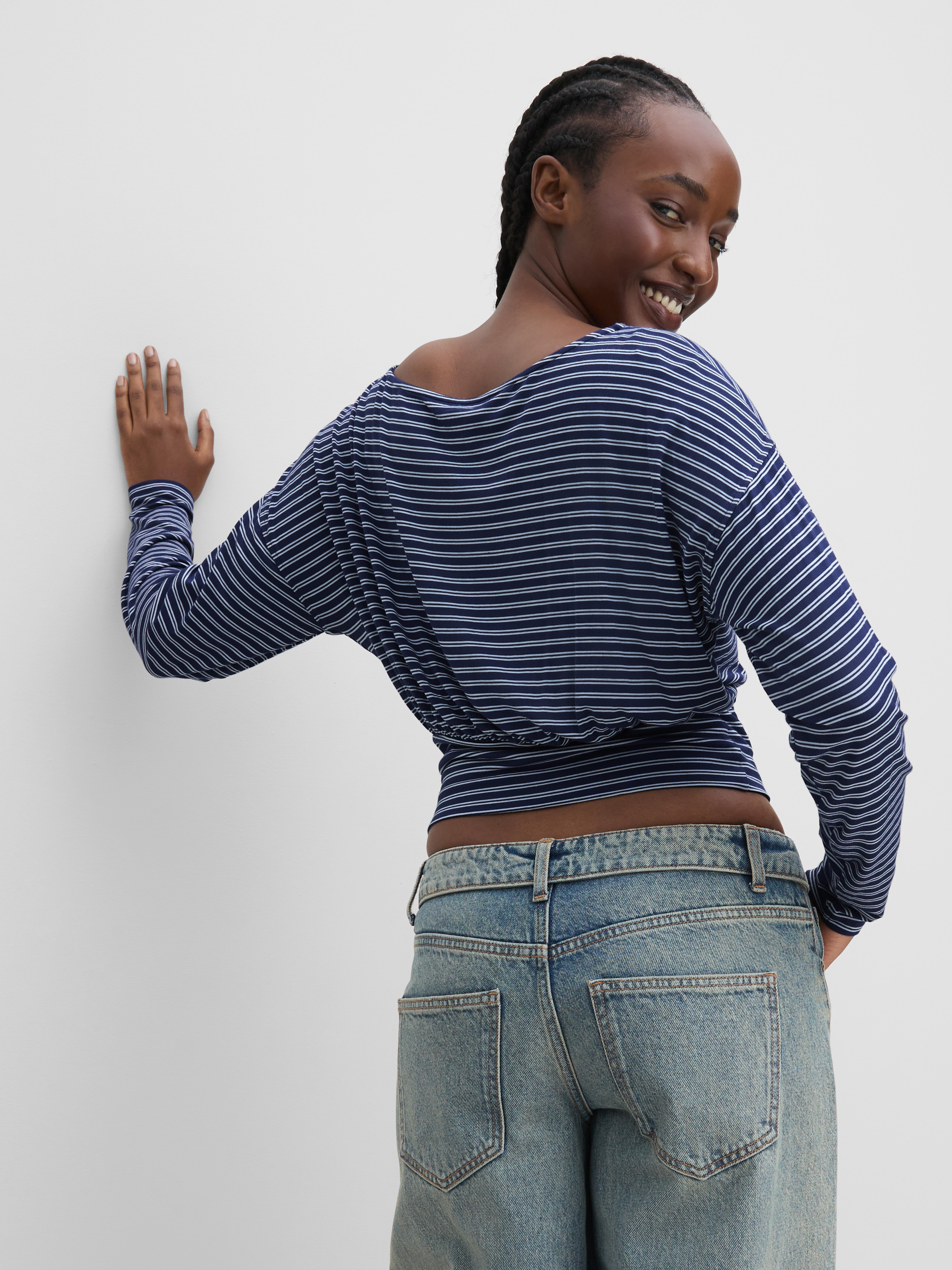 Womens; Dark Green The Primark Scene | Striped Off The Shoulder Batwing ...
