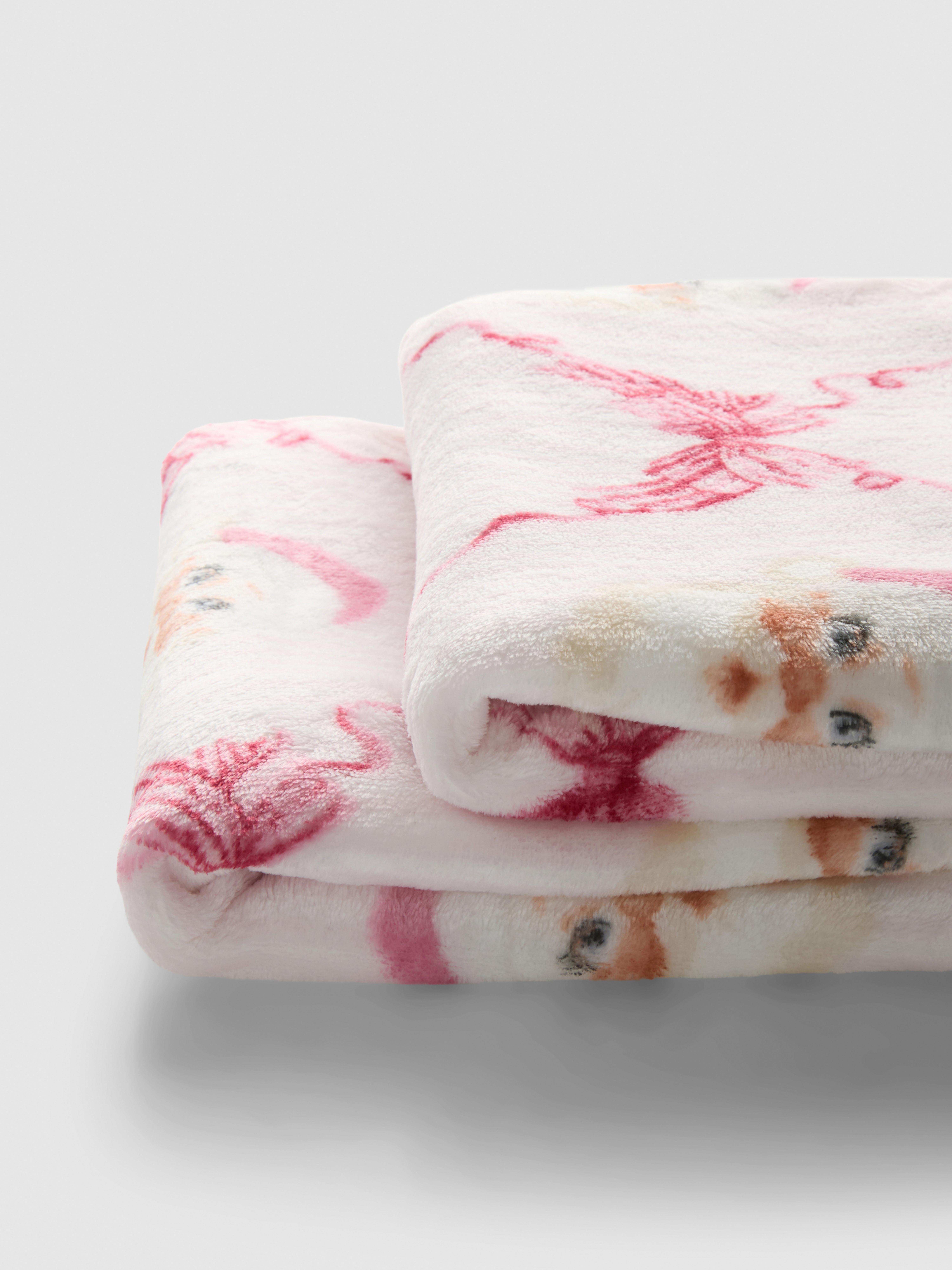Pink Santa and Bow Plush Throw | Primark