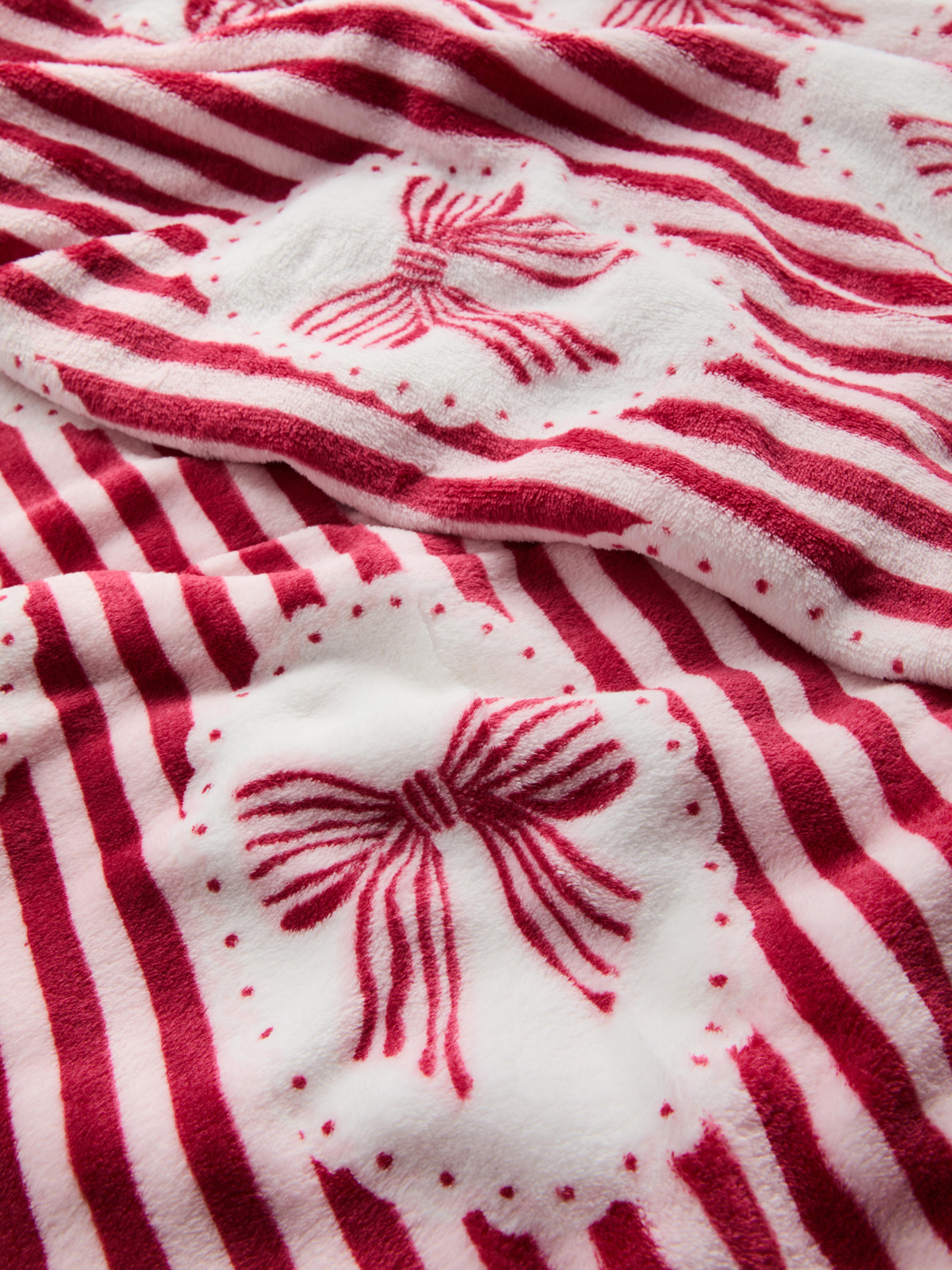 Stripe And Bow Plush Throw