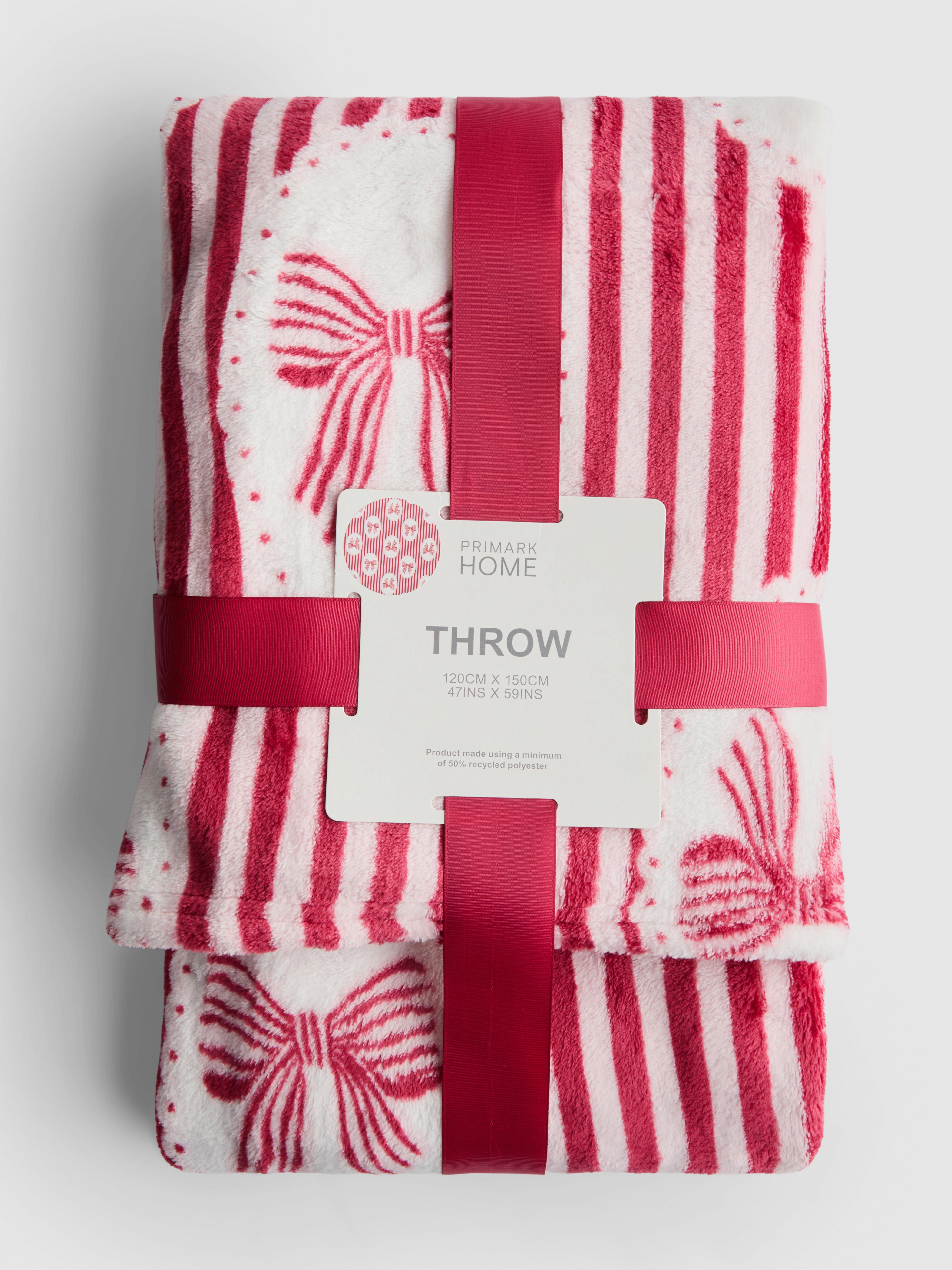 Stripe And Bow Plush Throw