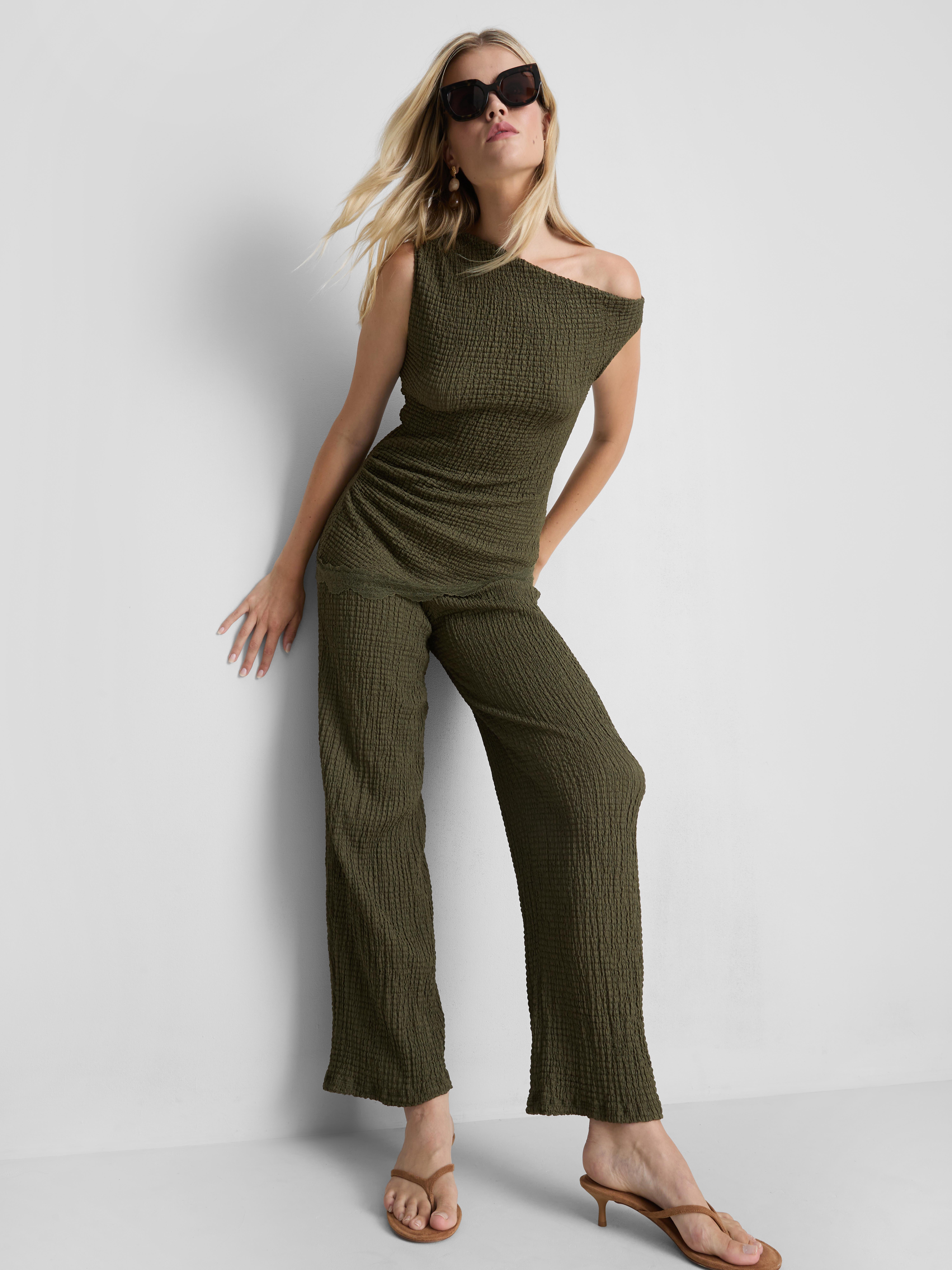 Textured Wide Leg Trousers