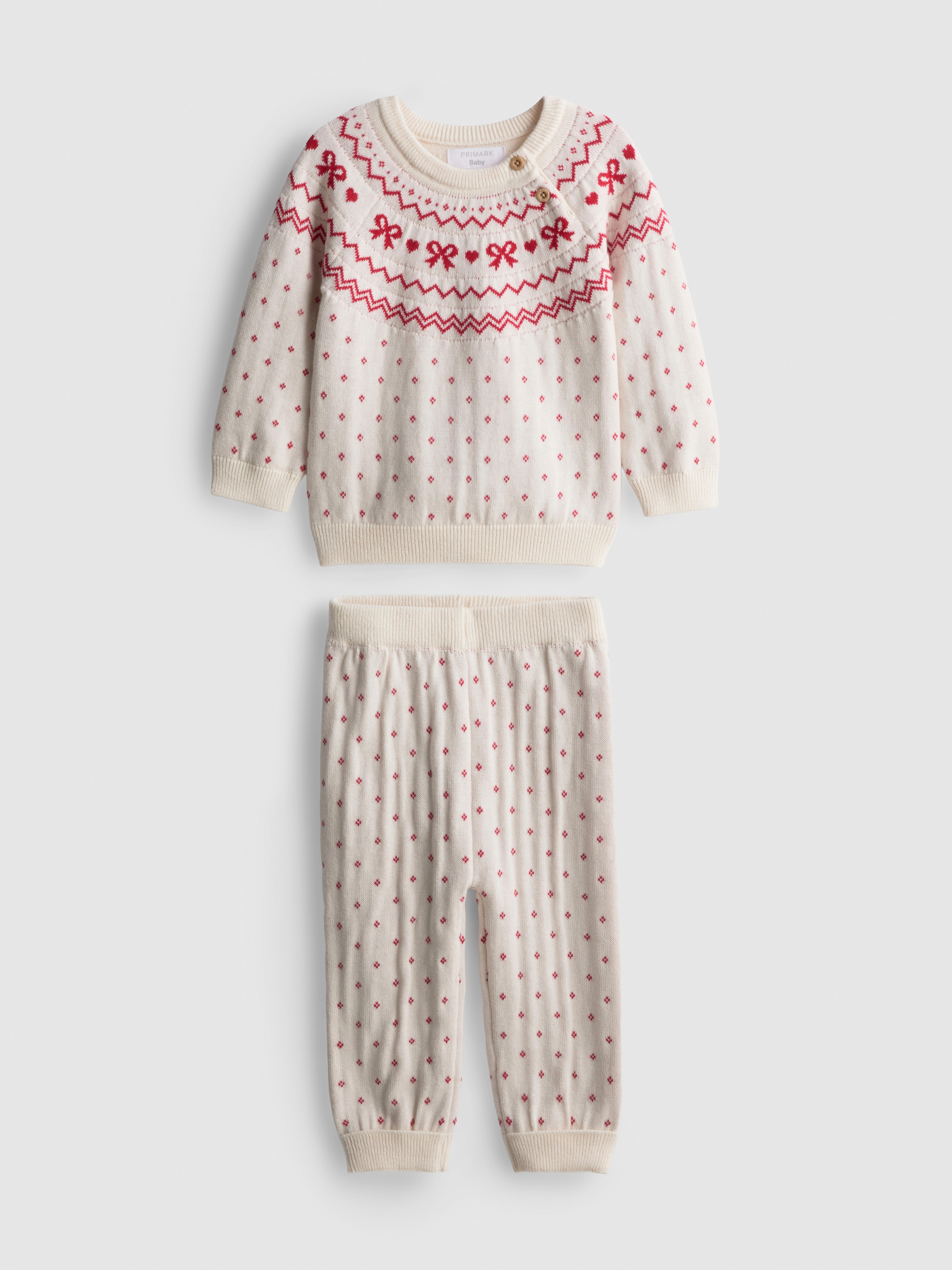 0-18mths | Christmas Bow Sweater and Knit Leggings Set