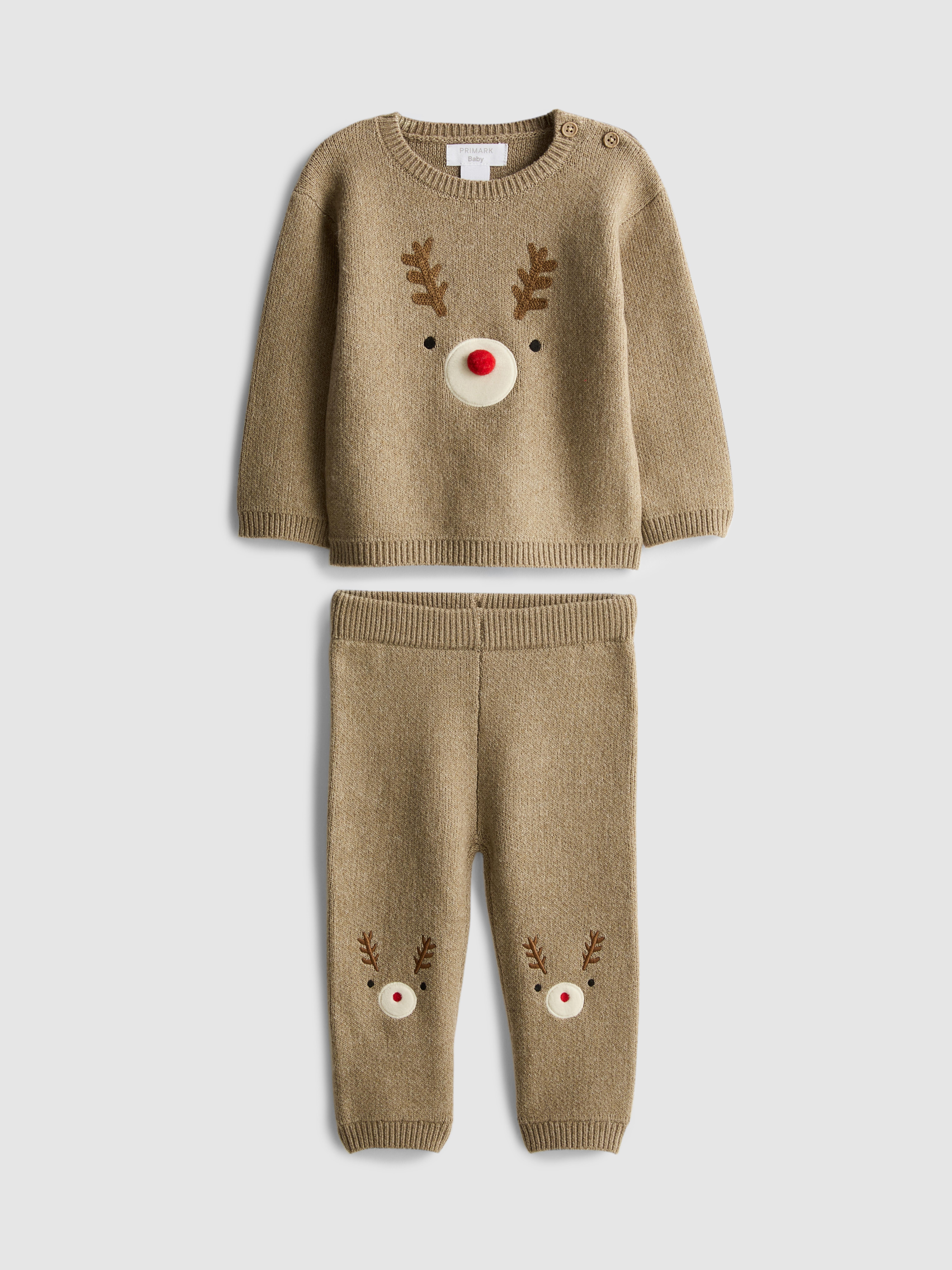0-18mths | Christmas Reindeer Sweater and Knit Leggings Newborn Set