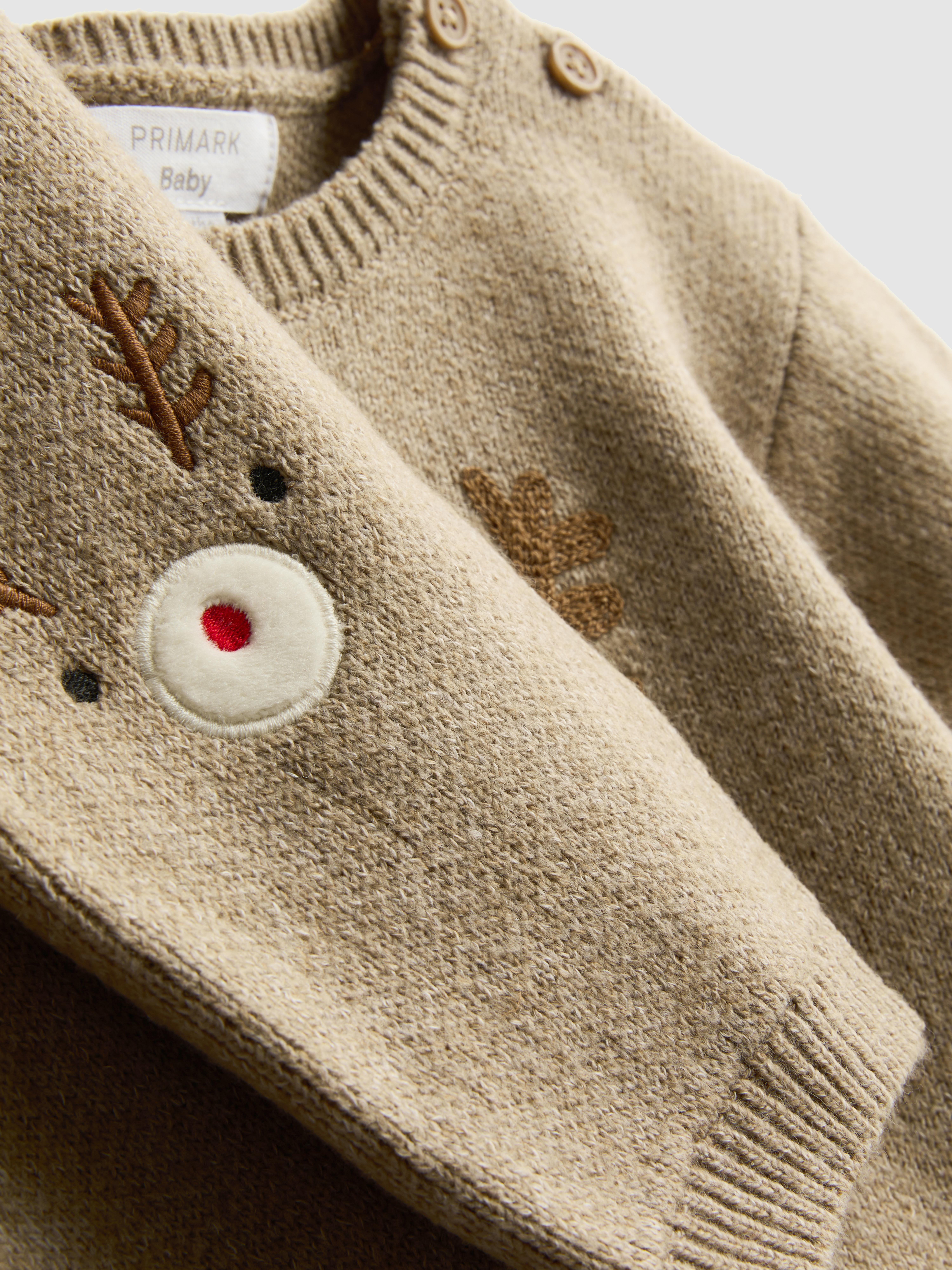 0-18mths | Christmas Reindeer Sweater and Knit Leggings Newborn Set