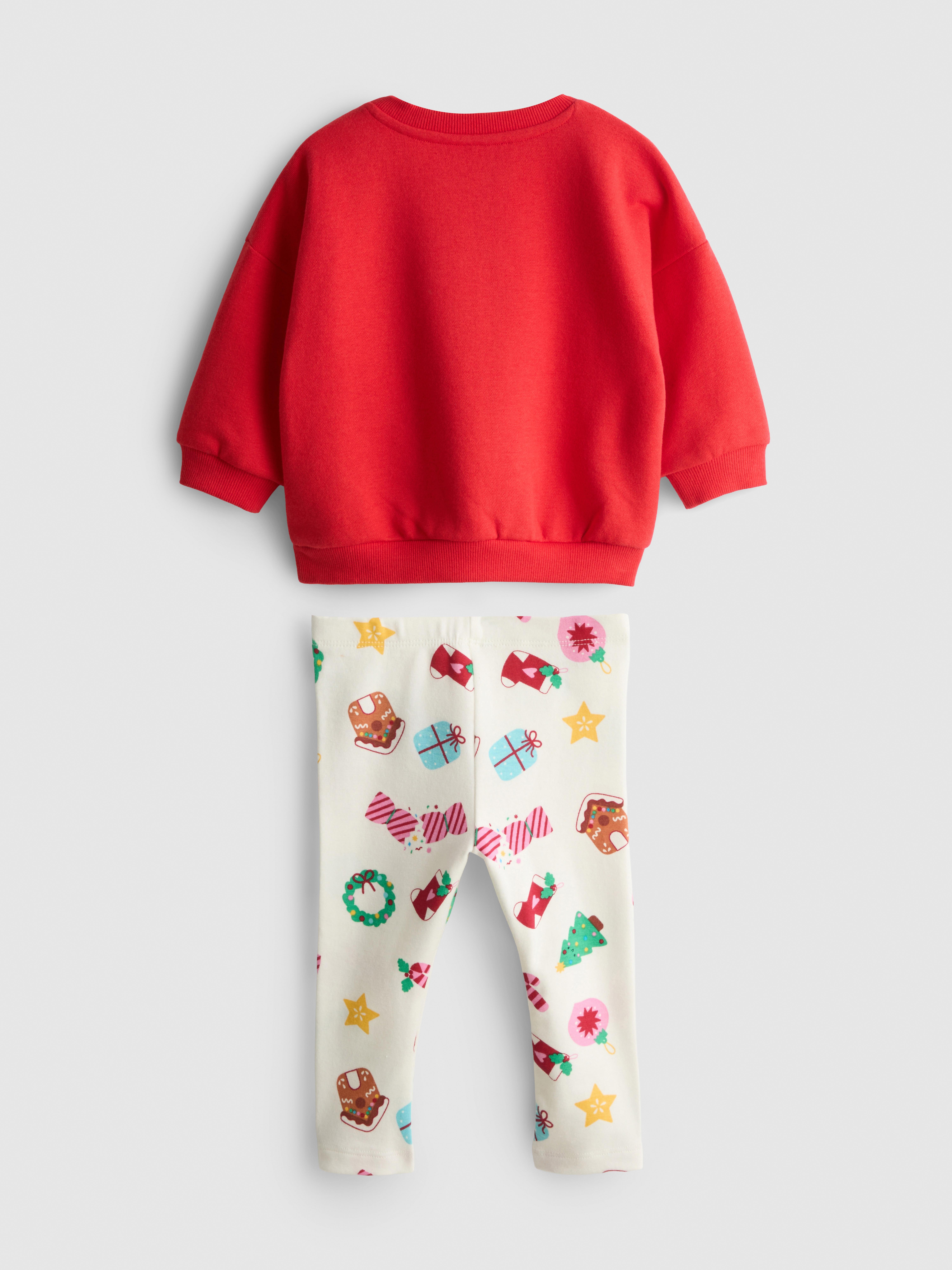 0-18mths | Cotton Rich Christmas Sweatshirt and Leggings Set