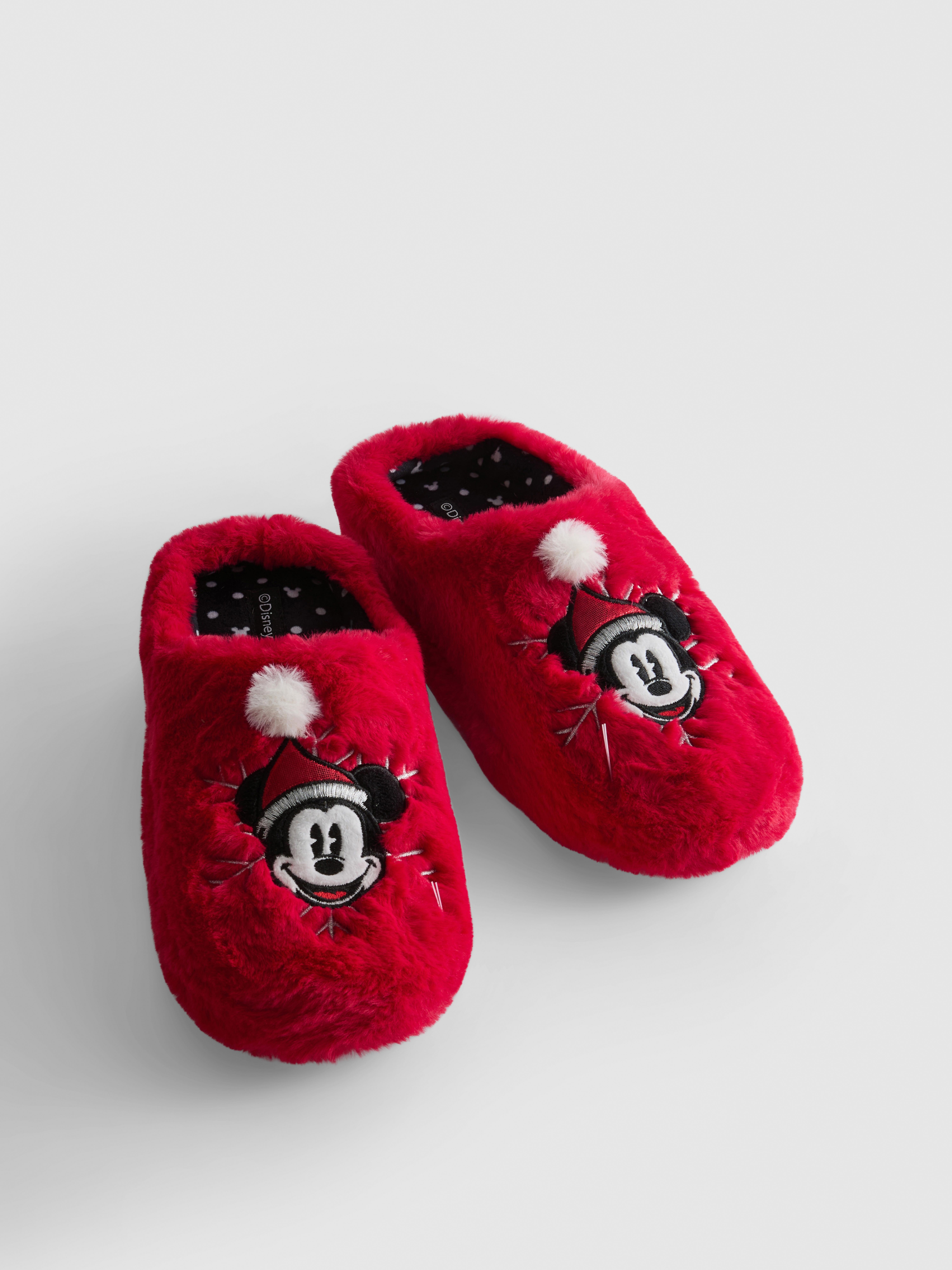 Womens Red Disney's Mickey Mouse Faux Fur Christmas Slippers | Primark