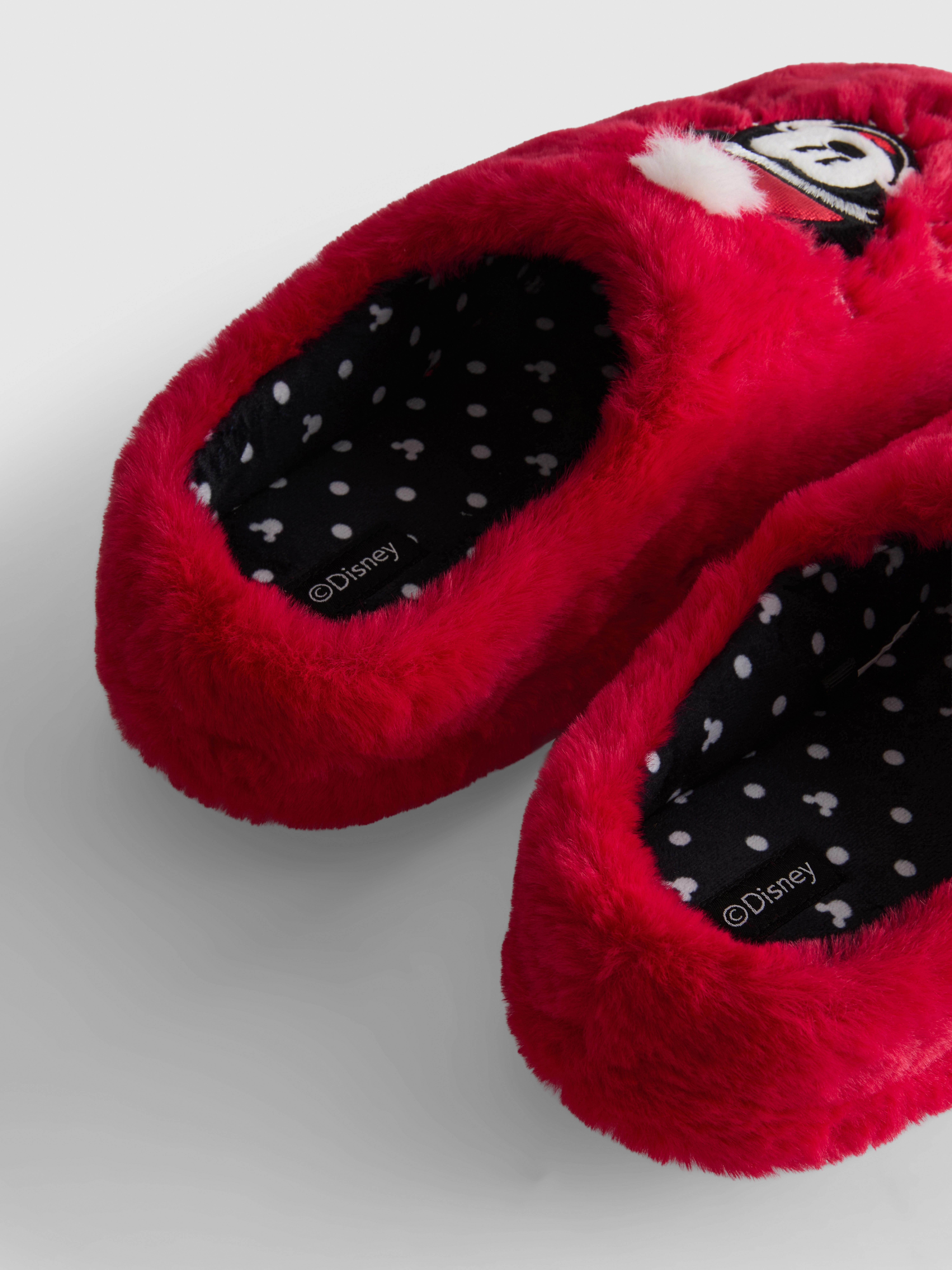 Womens Red Disney's Mickey Mouse Faux Fur Christmas Slippers | Primark