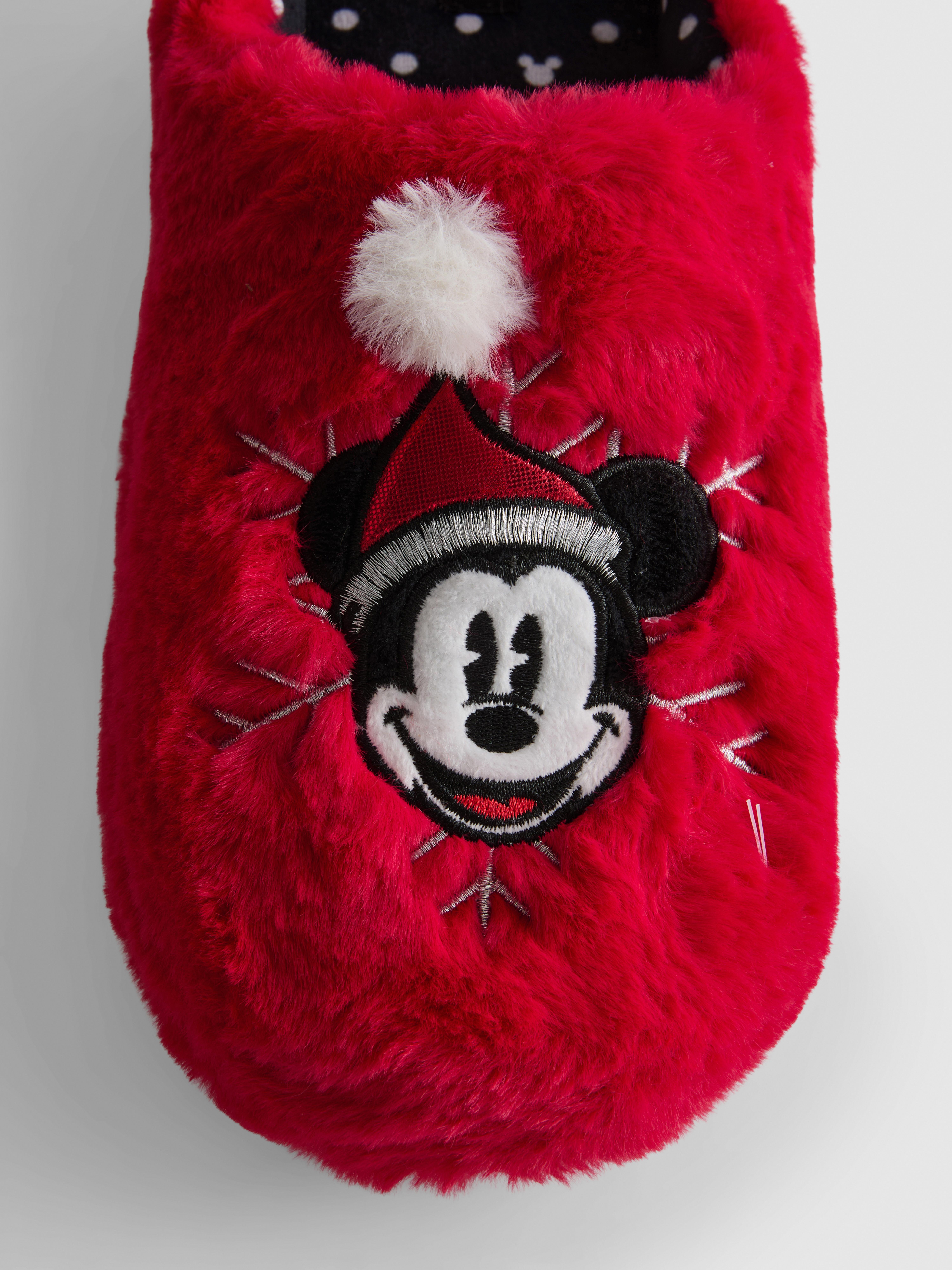 Womens Red Disney's Mickey Mouse Faux Fur Christmas Slippers | Primark