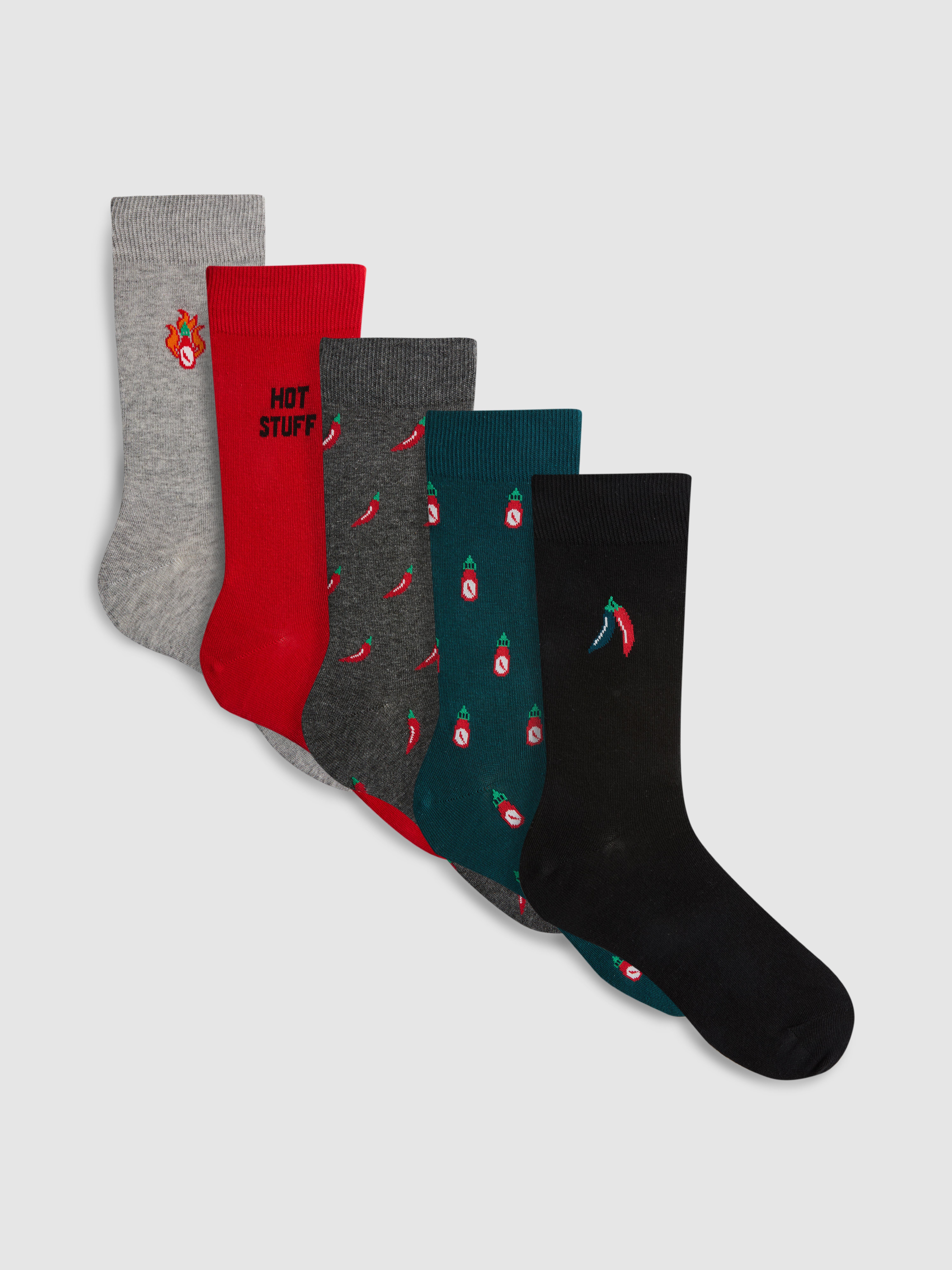 5pk Cotton Rich Chilli Socks